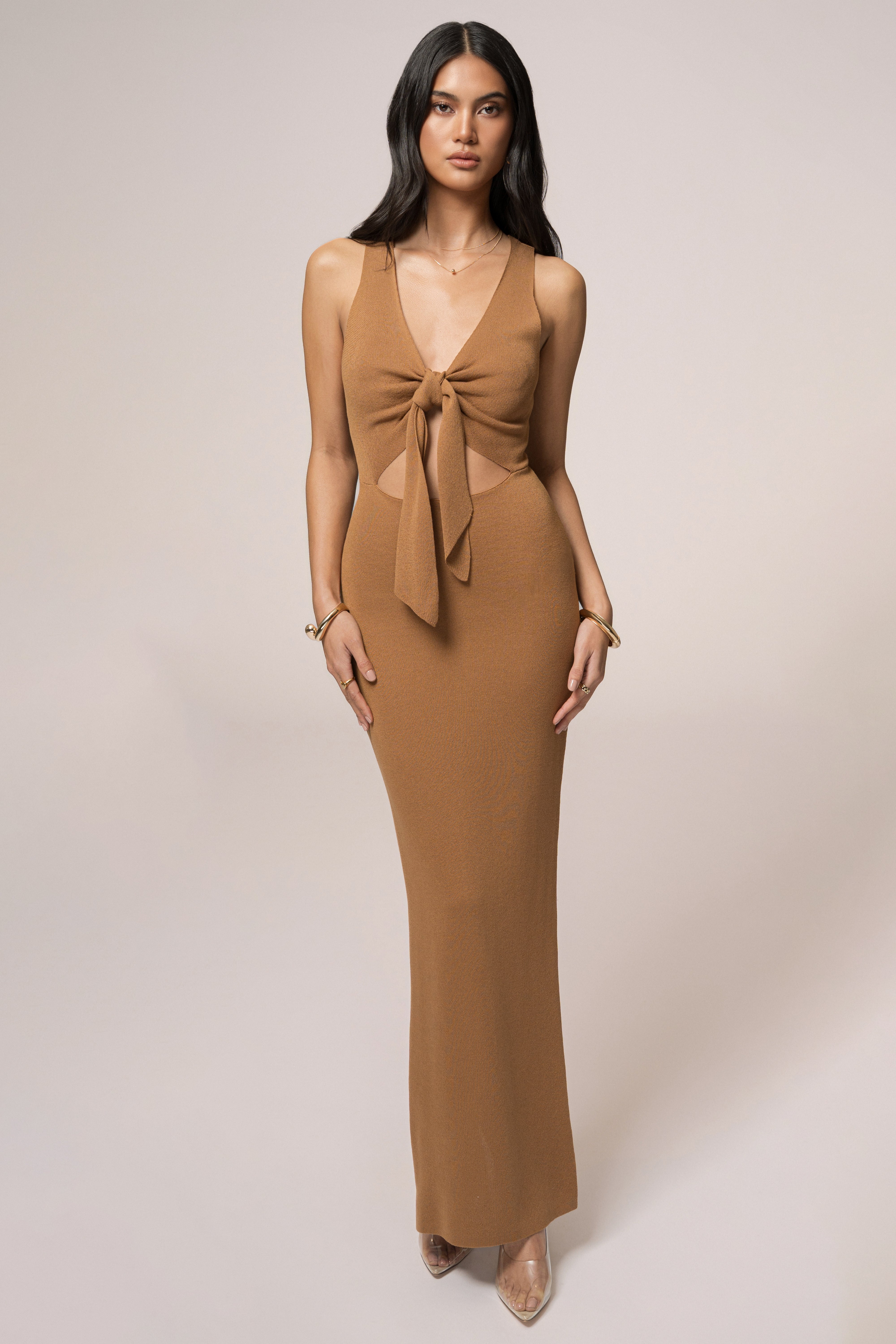 Tan Adrienna Maxi Dress - JLUXLABEL