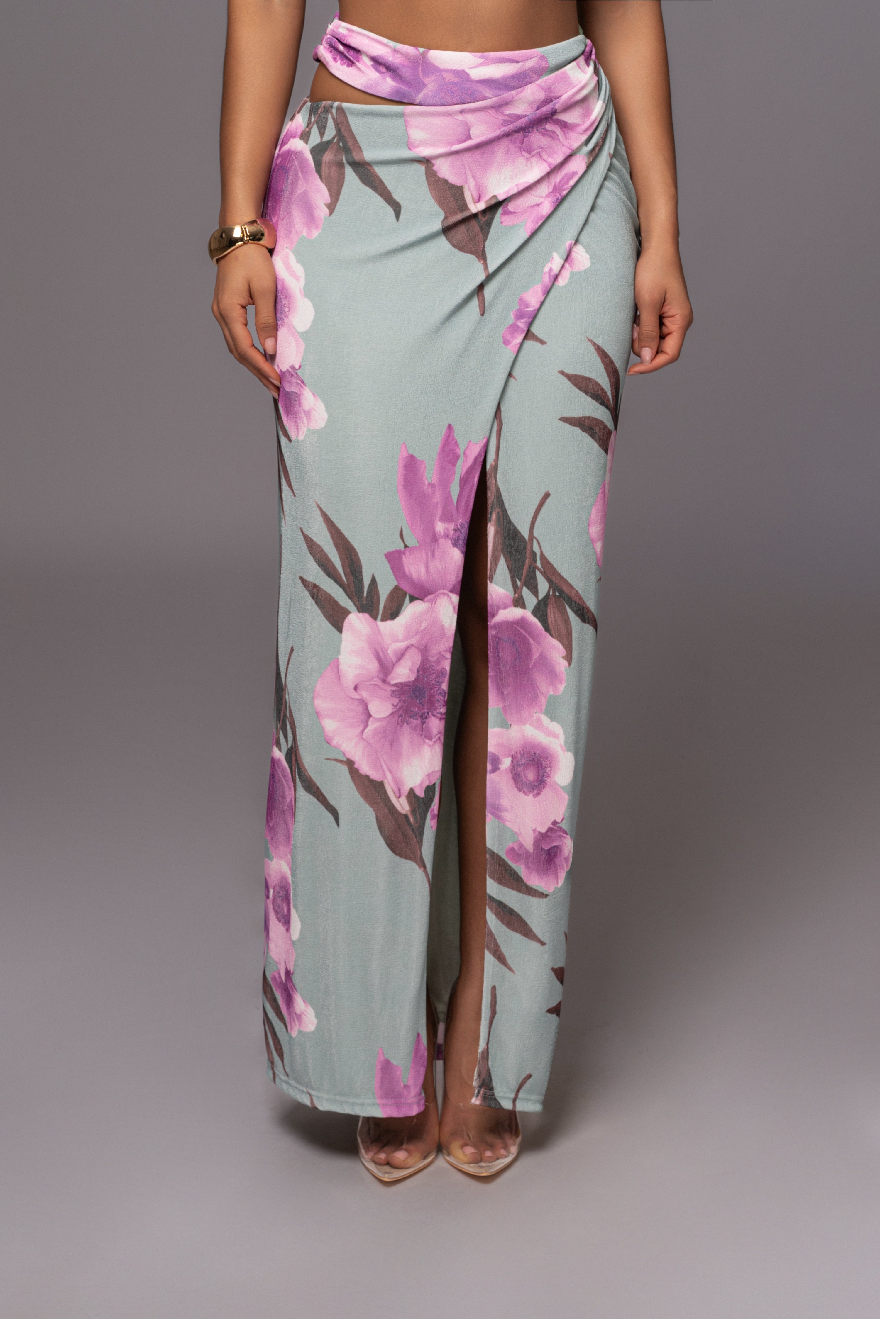 Sage FLORAL NEW AGE TWO PIECE SKIRT SET - JLUXLABEL