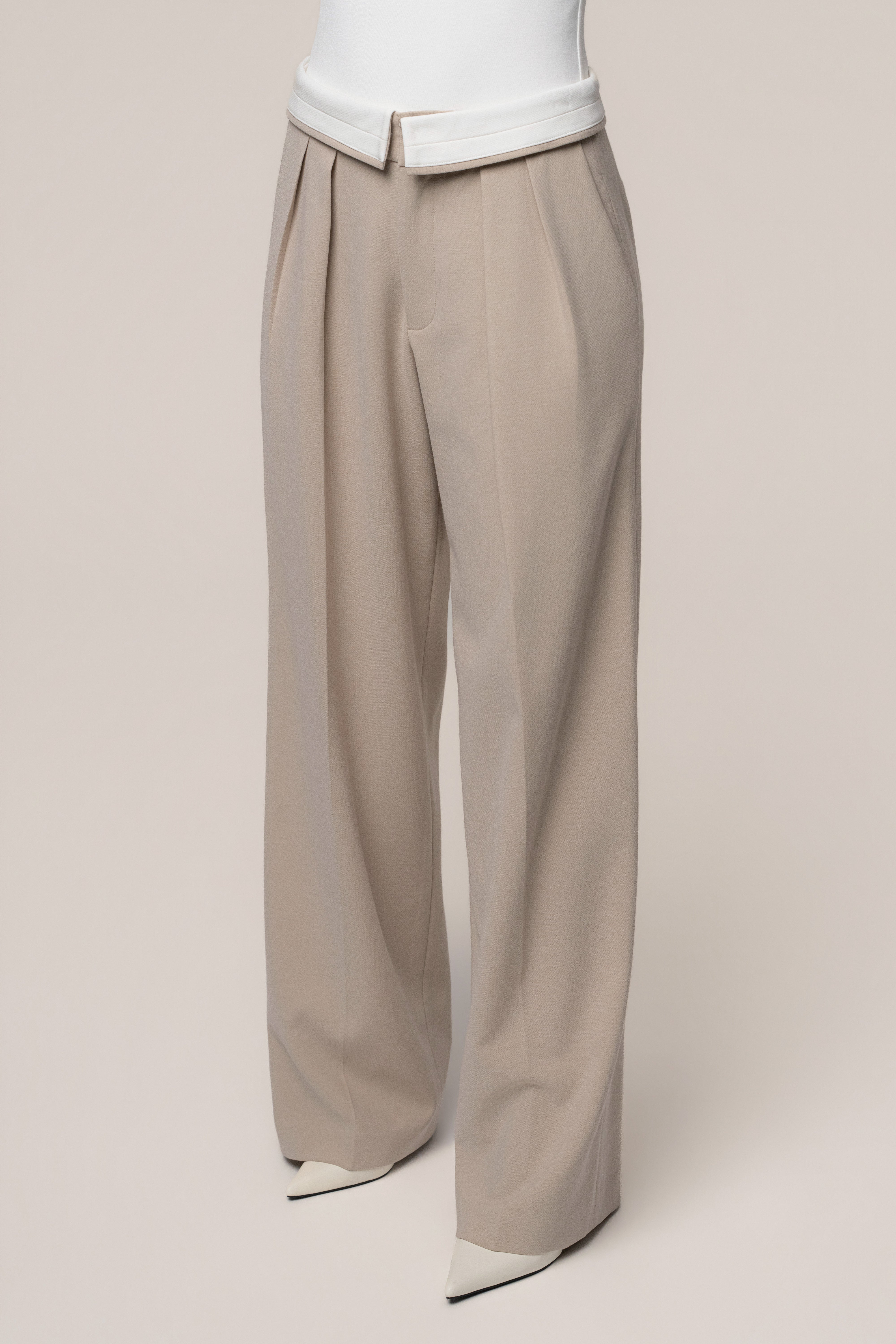 Beige Command Pleat Trouser - JLUXLABEL