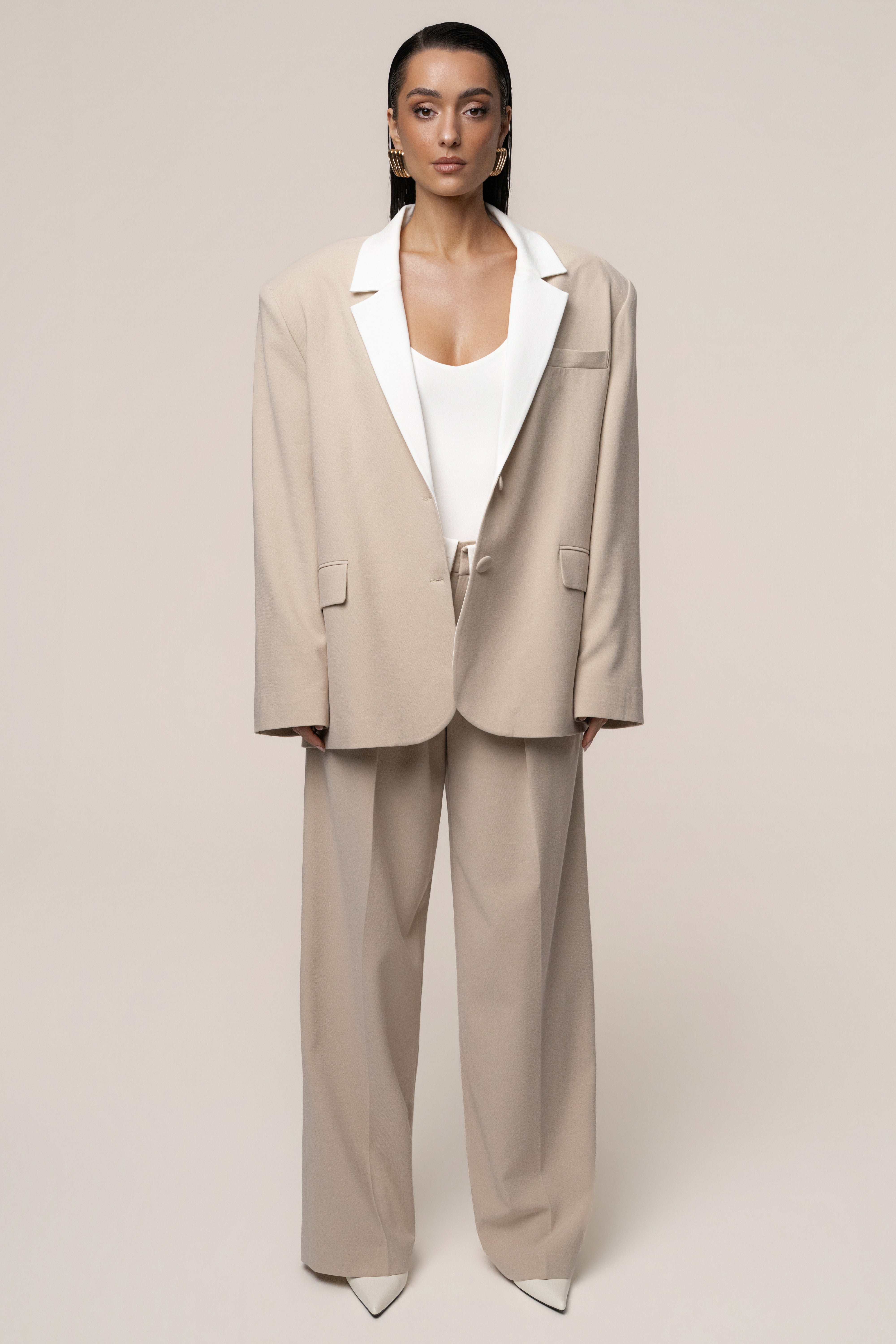 Beige Command Pleat Trouser - JLUXLABEL