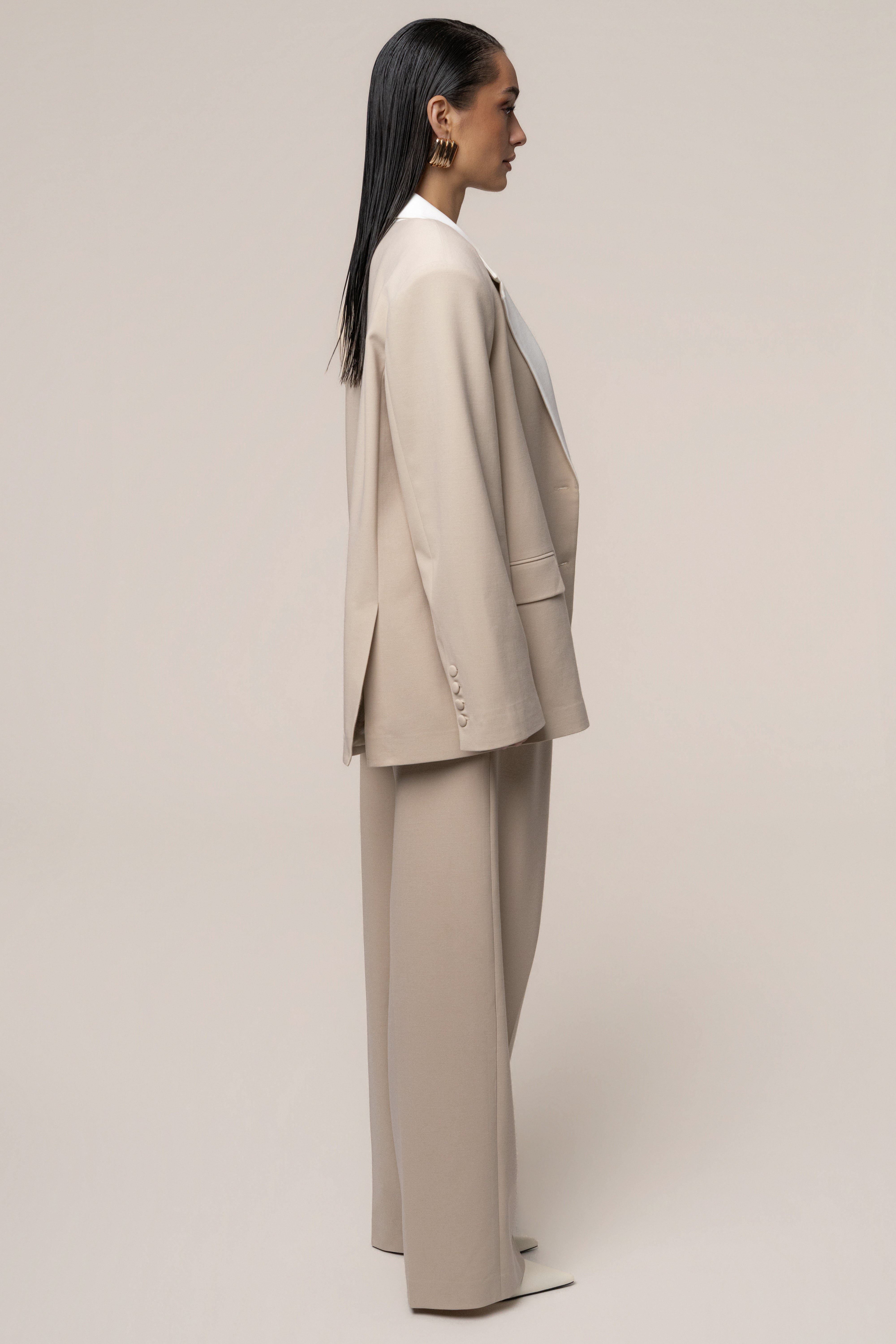 Beige Command Pleat Trouser - JLUXLABEL