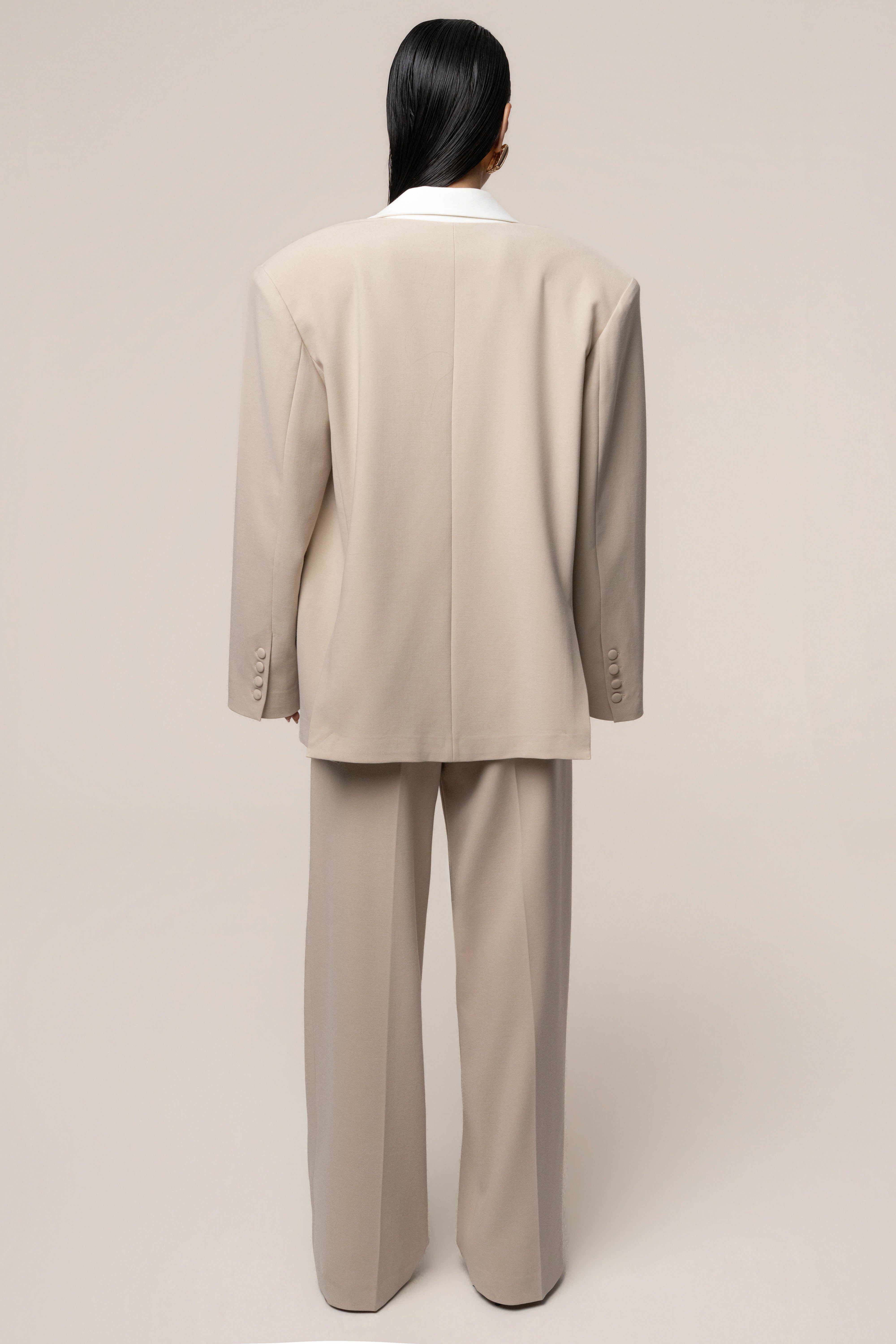 Beige Command Oversized Blazer - JLUXLABEL
