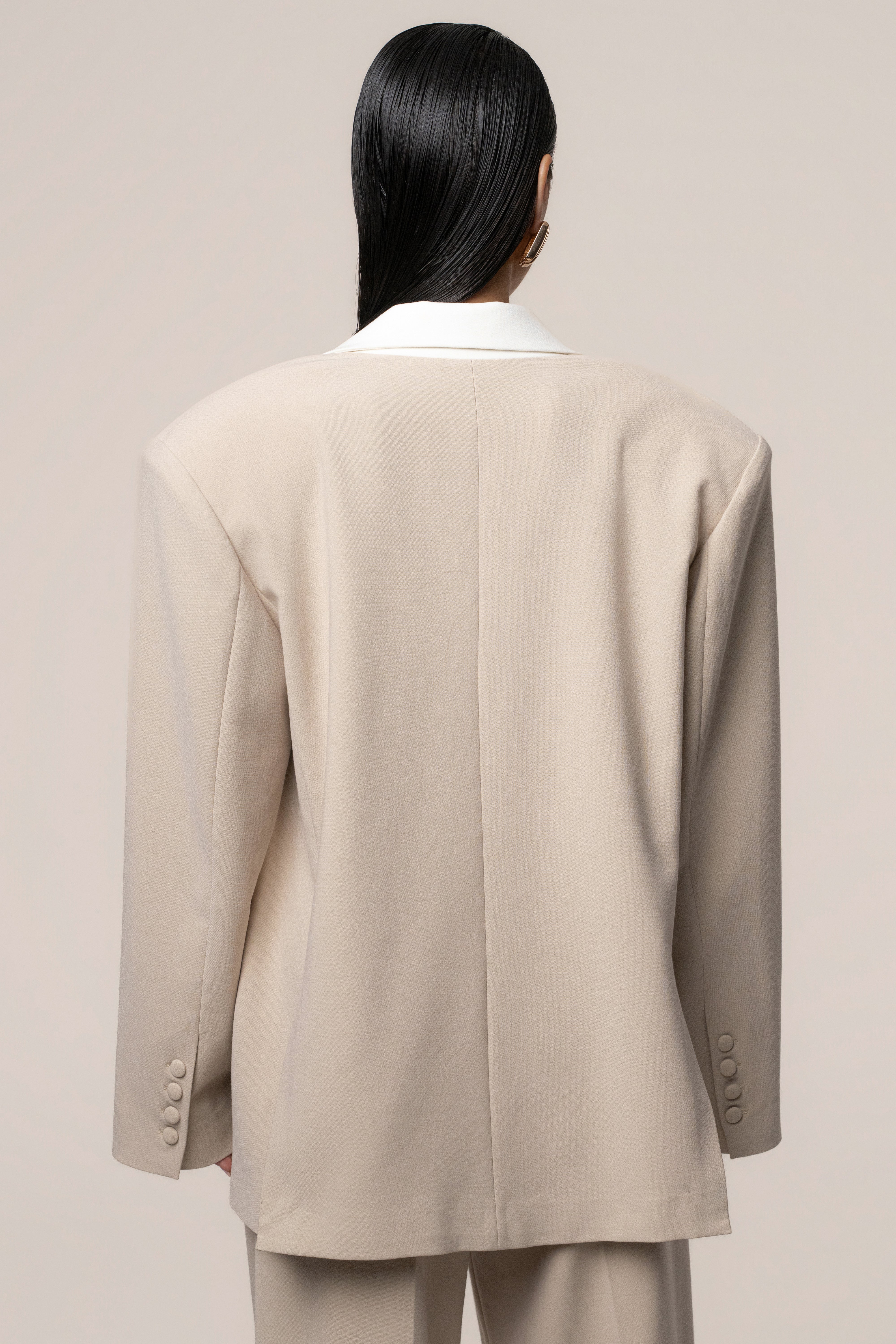 Beige Command Oversized Blazer - JLUXLABEL
