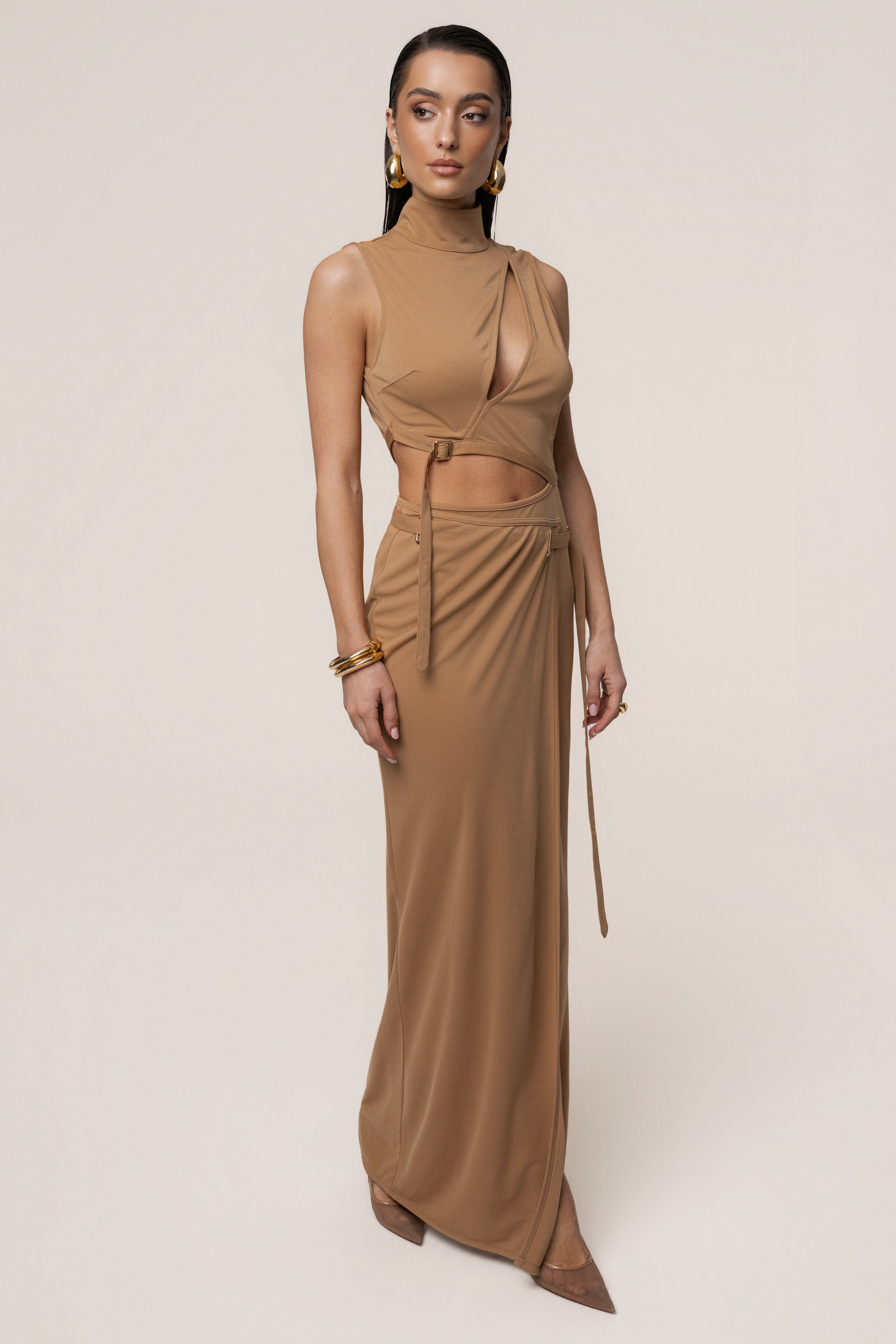 Tan Behind The Scenes Dress - JLUXLABEL