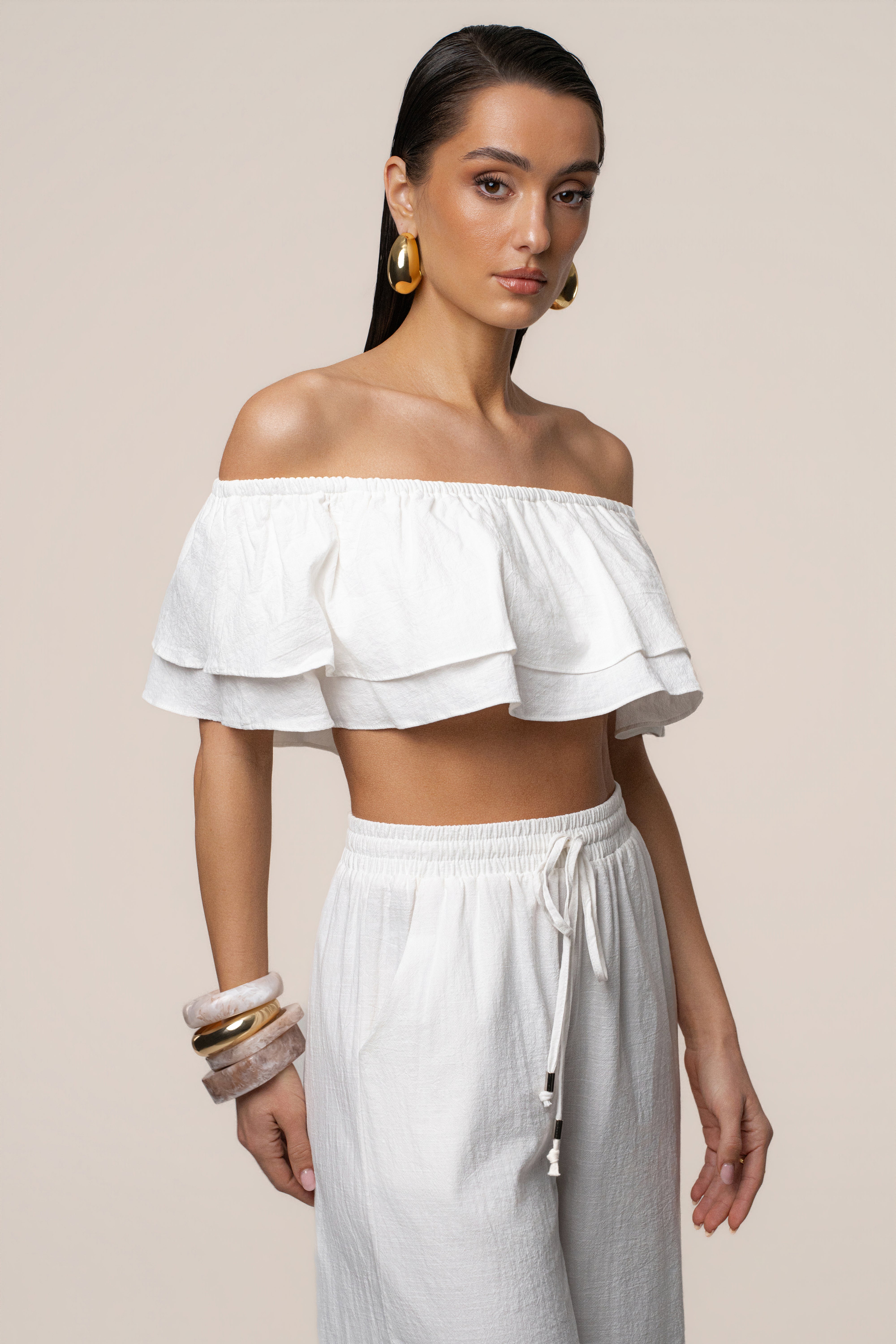 White Marina Two-Piece Pant Set - JLUXLABEL