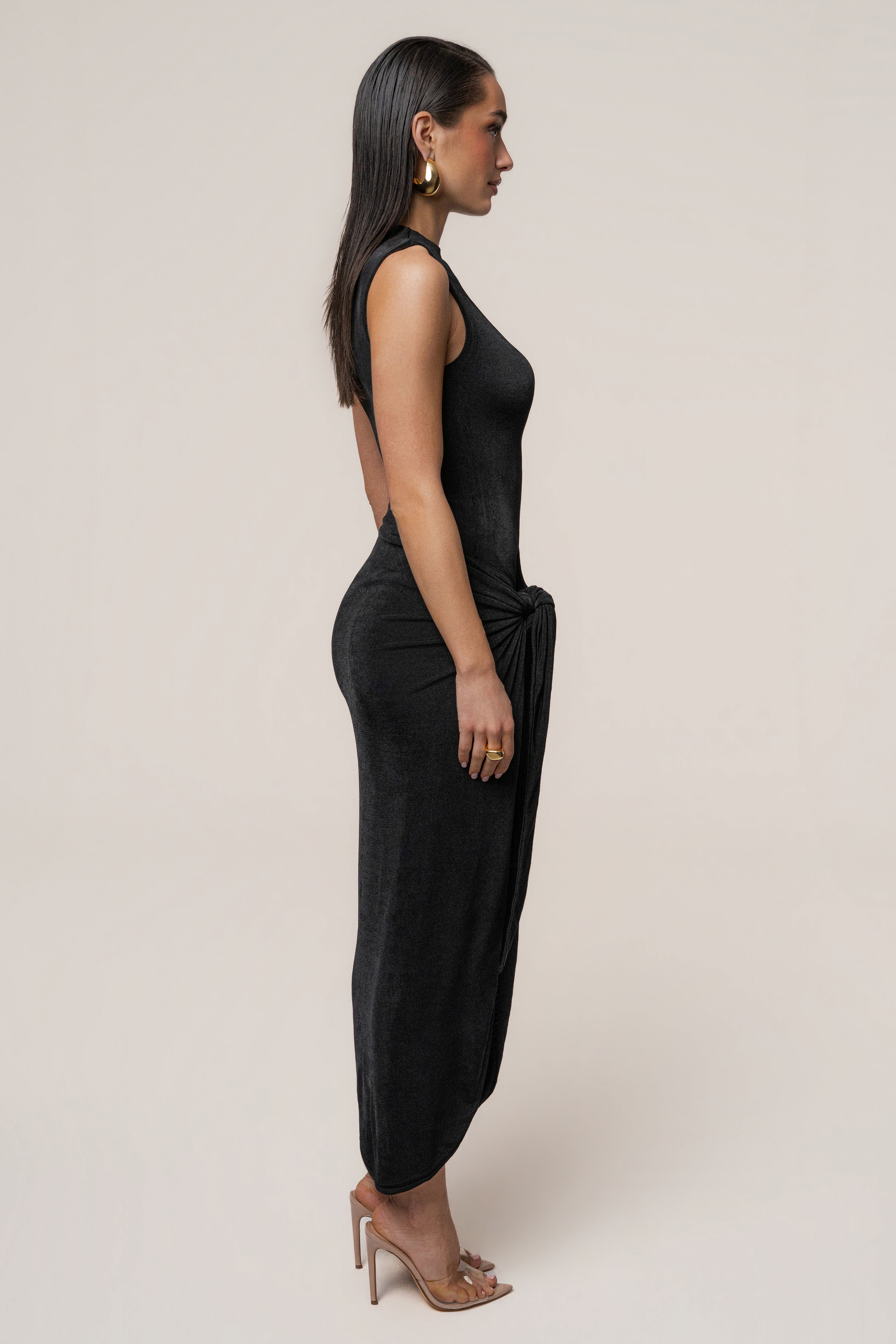 Black Aubree Midi Dress - JLUXLABEL