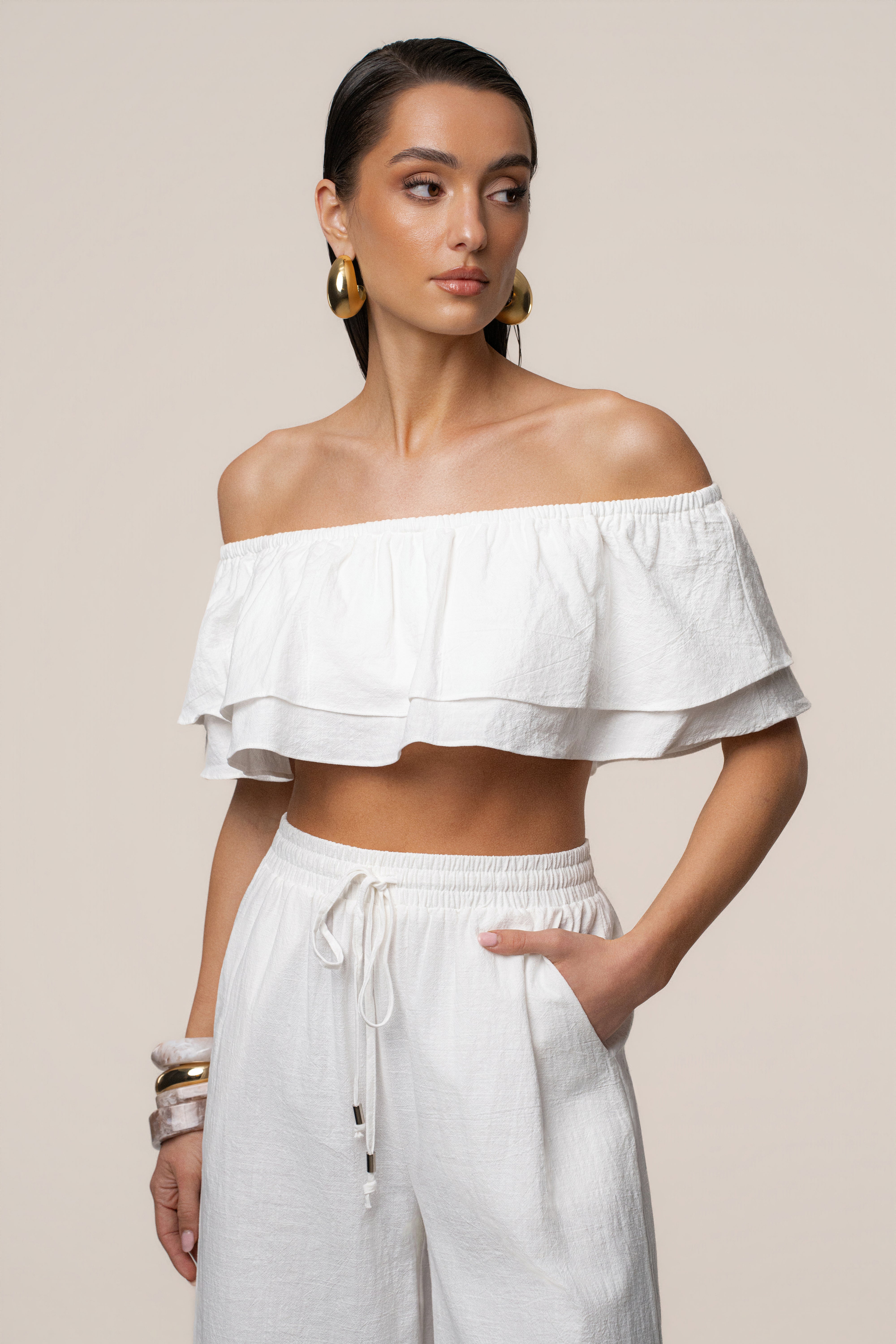 White Marina Two-Piece Pant Set - JLUXLABEL