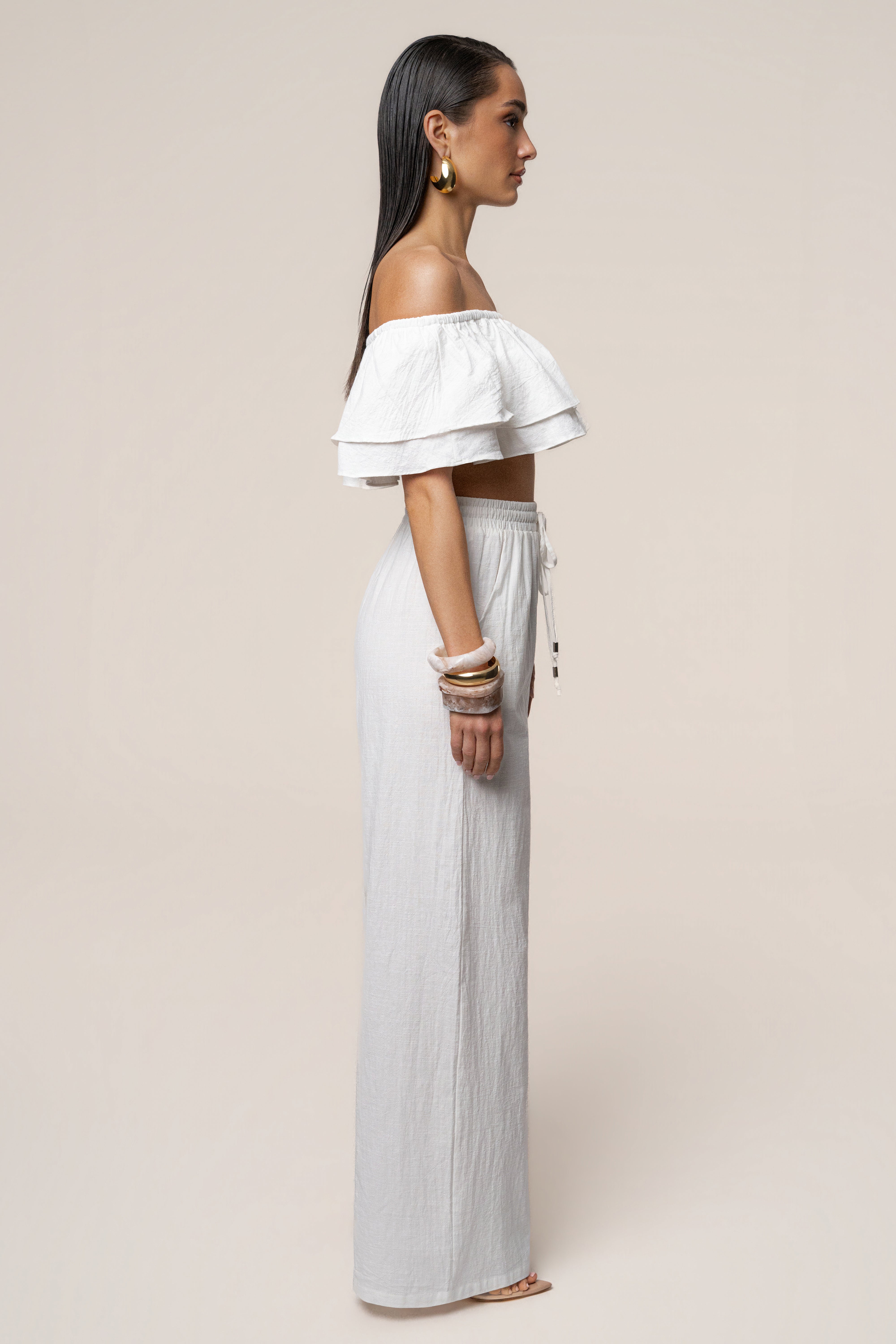 White Marina Two-Piece Pant Set - JLUXLABEL