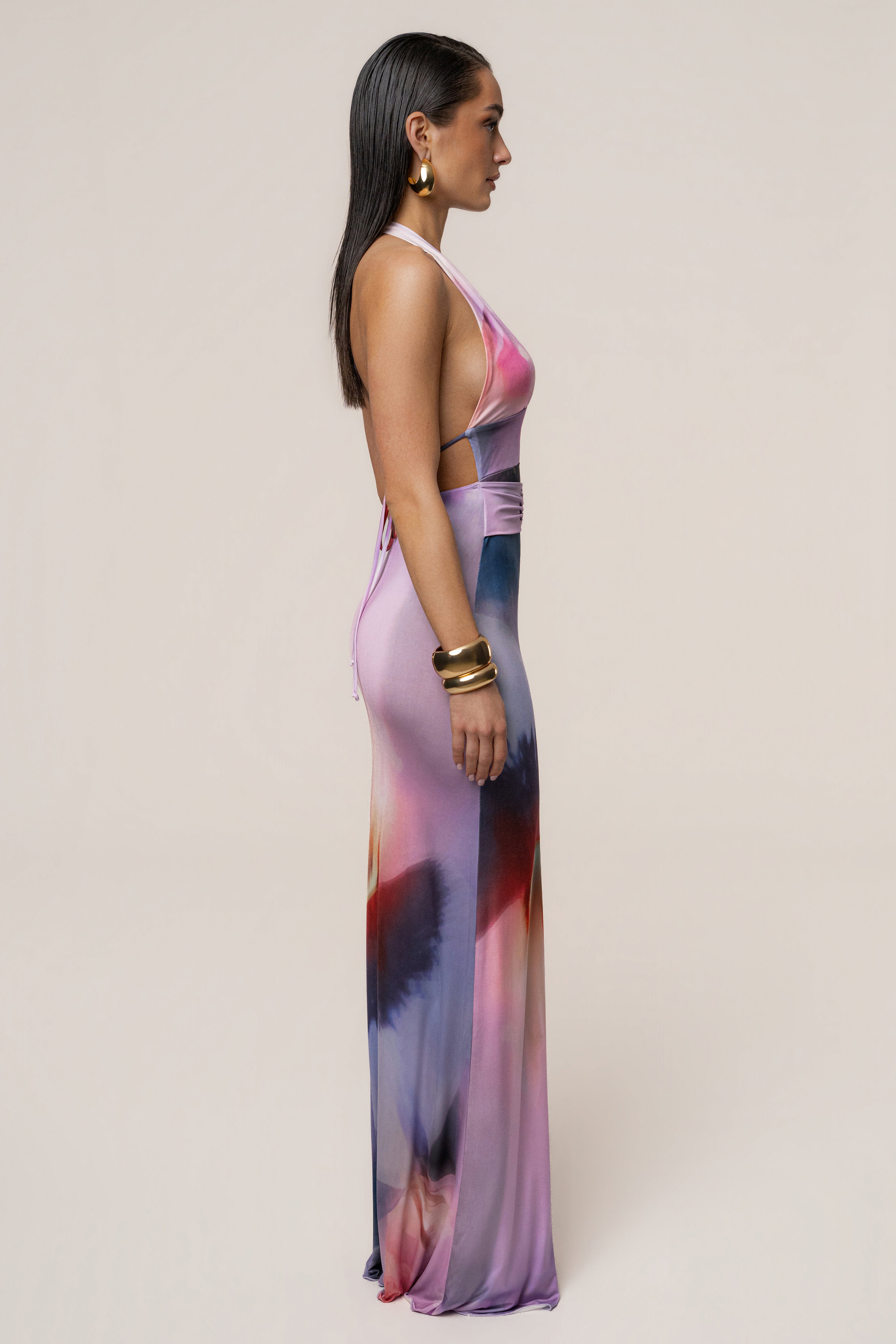 Purple Floral Blossom Print Maxi Dress - JLUXLABEL