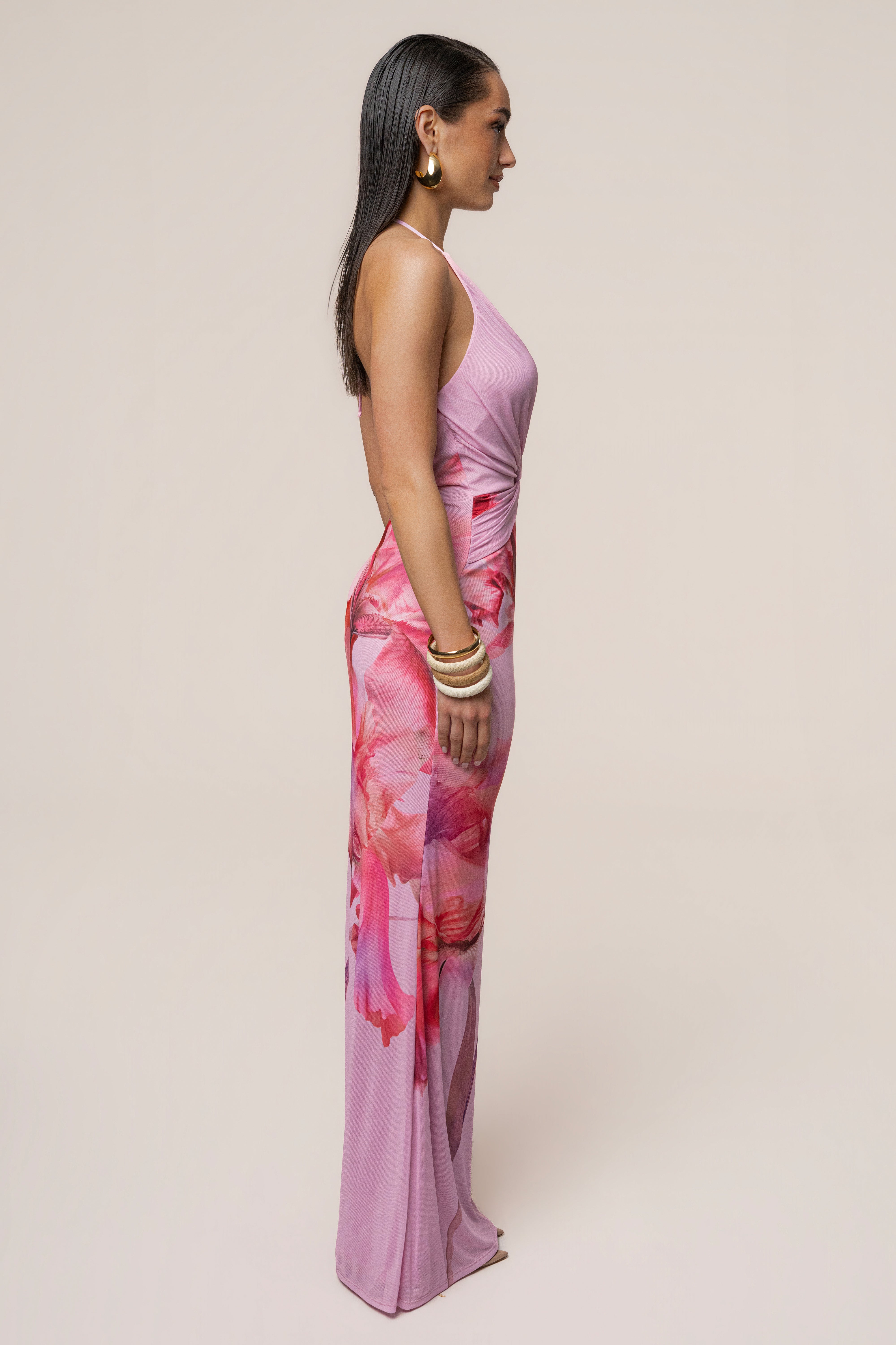 Pink Floral Coastal Bloom Maxi Dress - JLUXLABEL