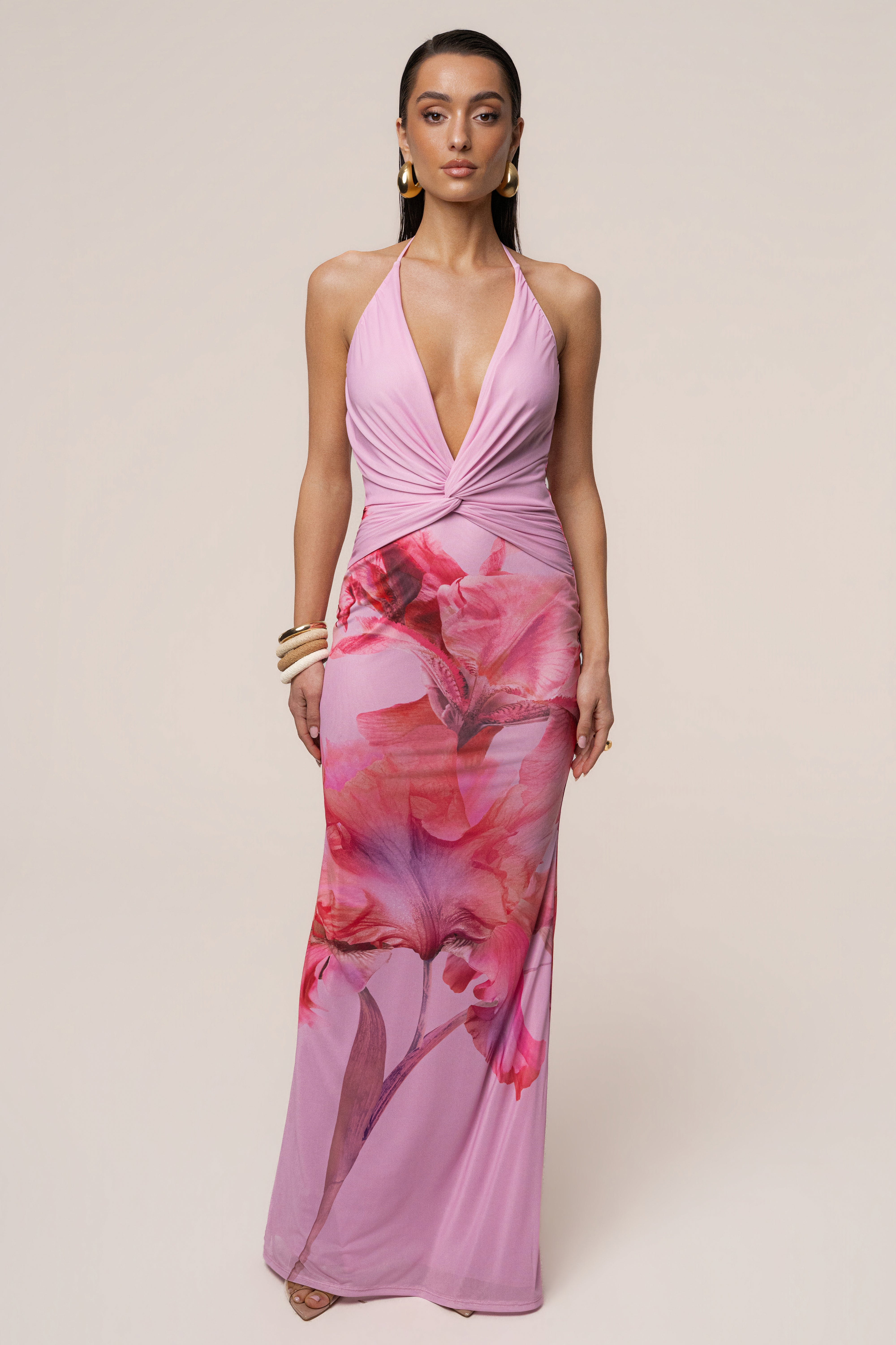 Pink Floral Coastal Bloom Maxi Dress - JLUXLABEL