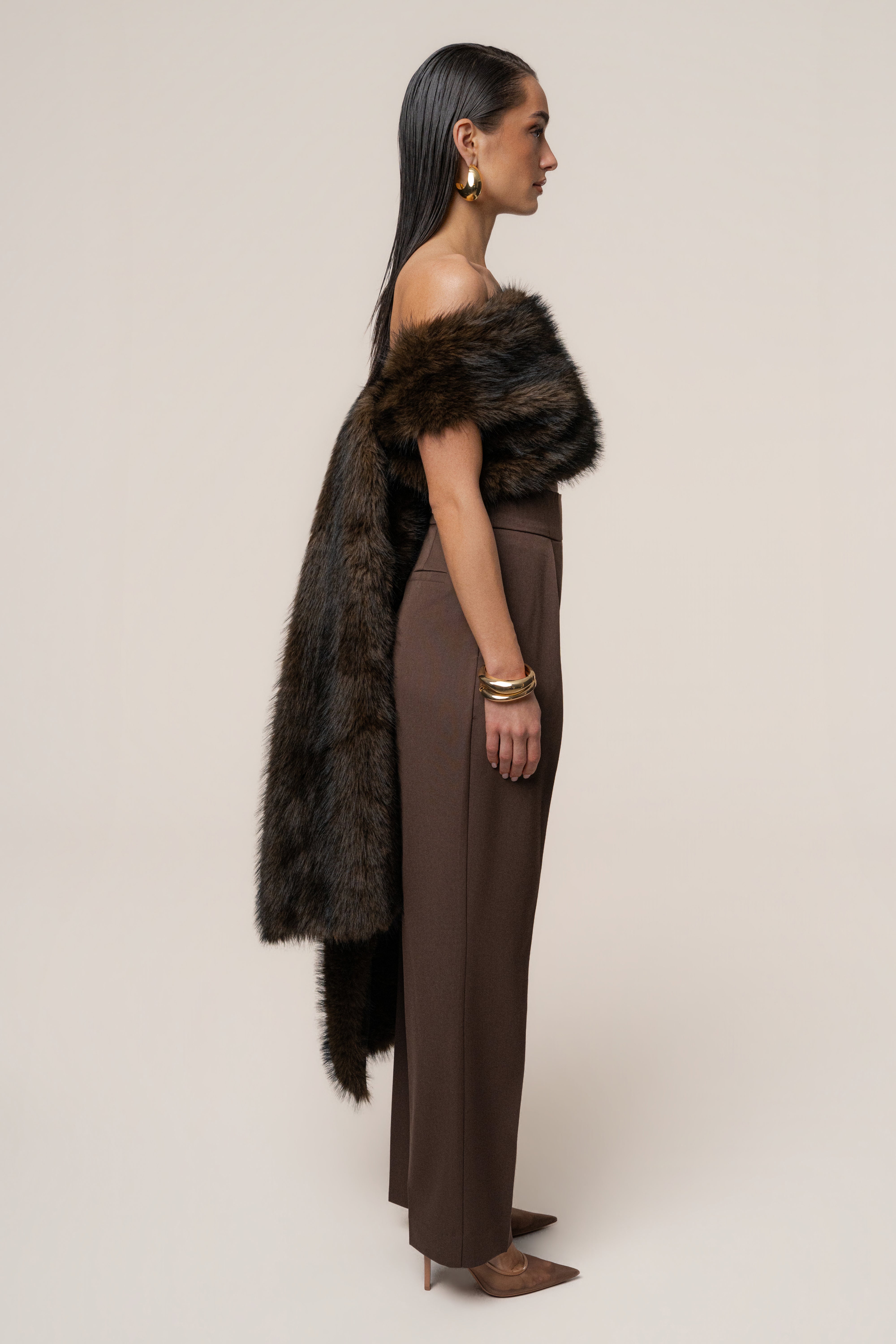 Brown Winter Bliss Faux Fur Wrap - JLUXLABEL