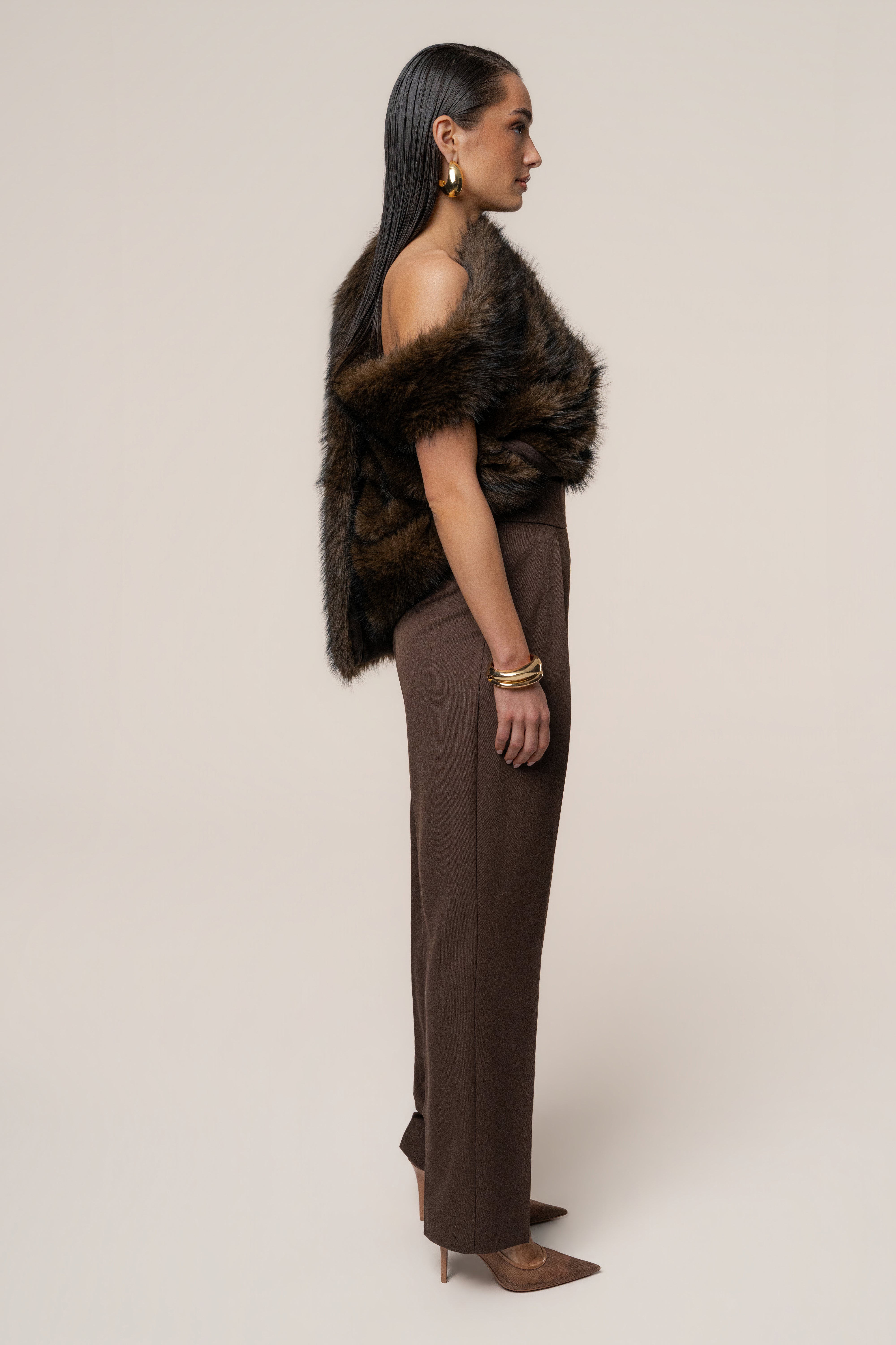 Brown Winter Bliss Faux Fur Wrap - JLUXLABEL