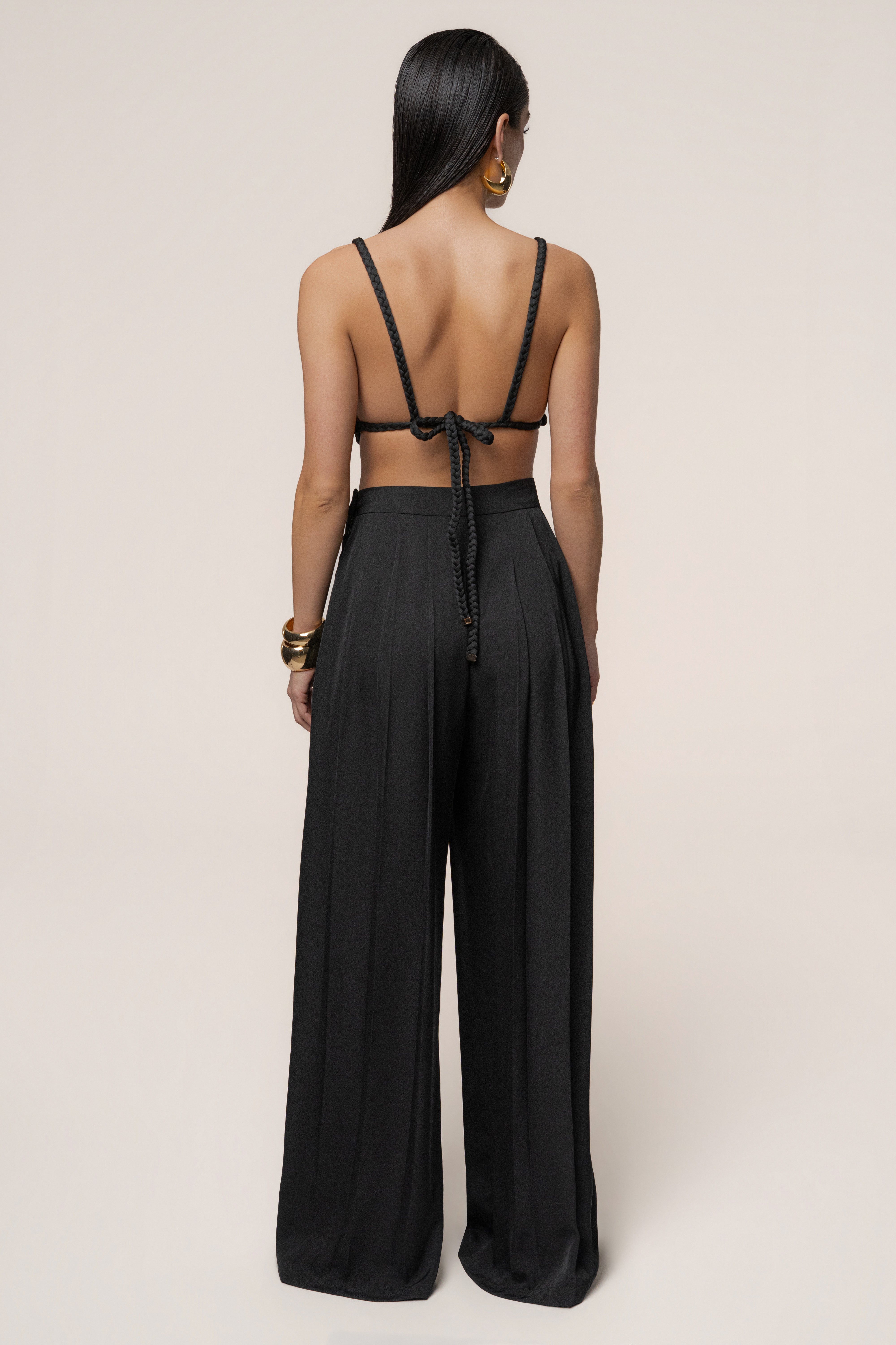 Black Sofie Braided Top - JLUXLABEL