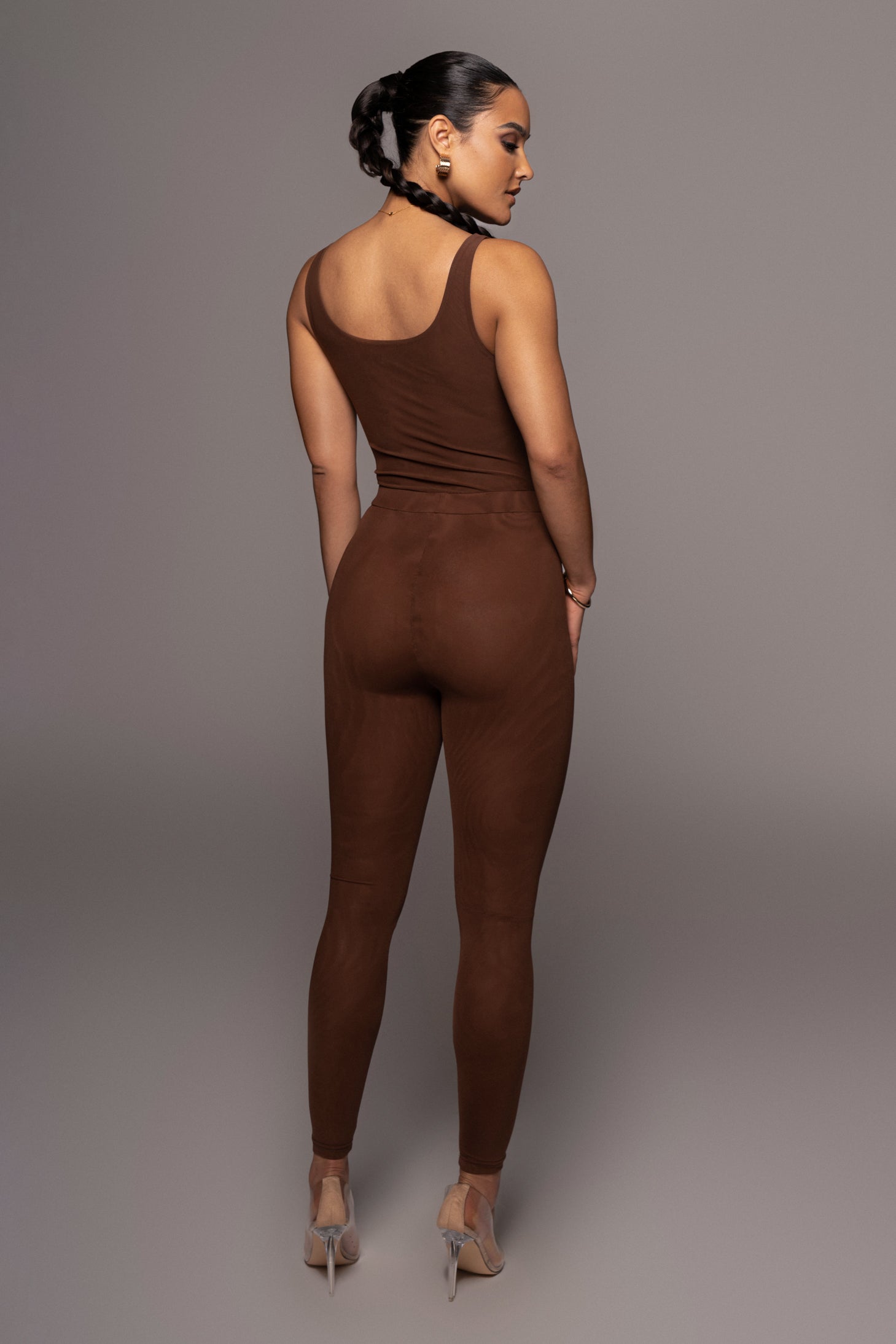 Chocolate Mesh Essentials Tank Bodysuit Undergarment - JLUXLABEL