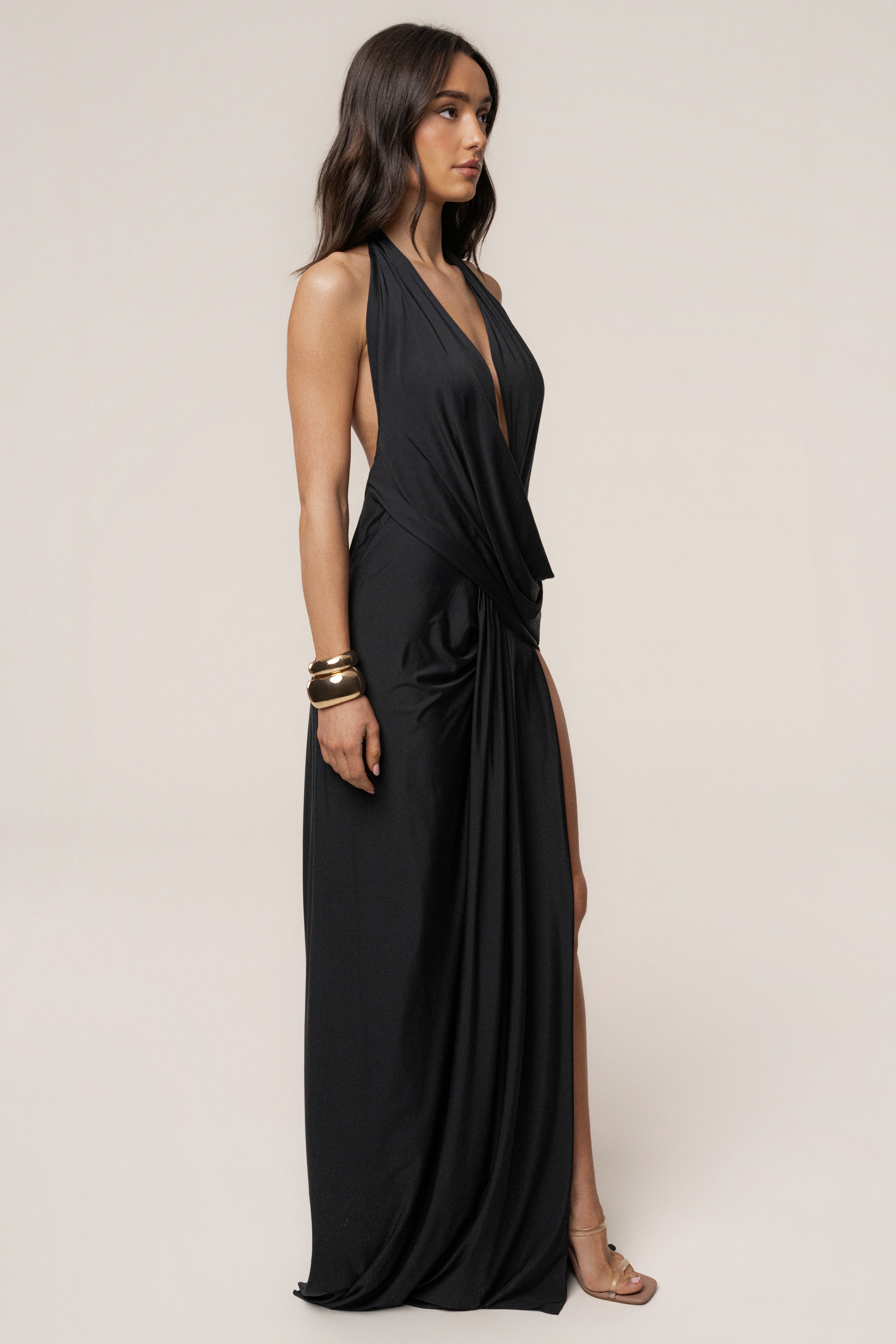 Black Ibiza Halter Maxi Dress - JLUXLABEL