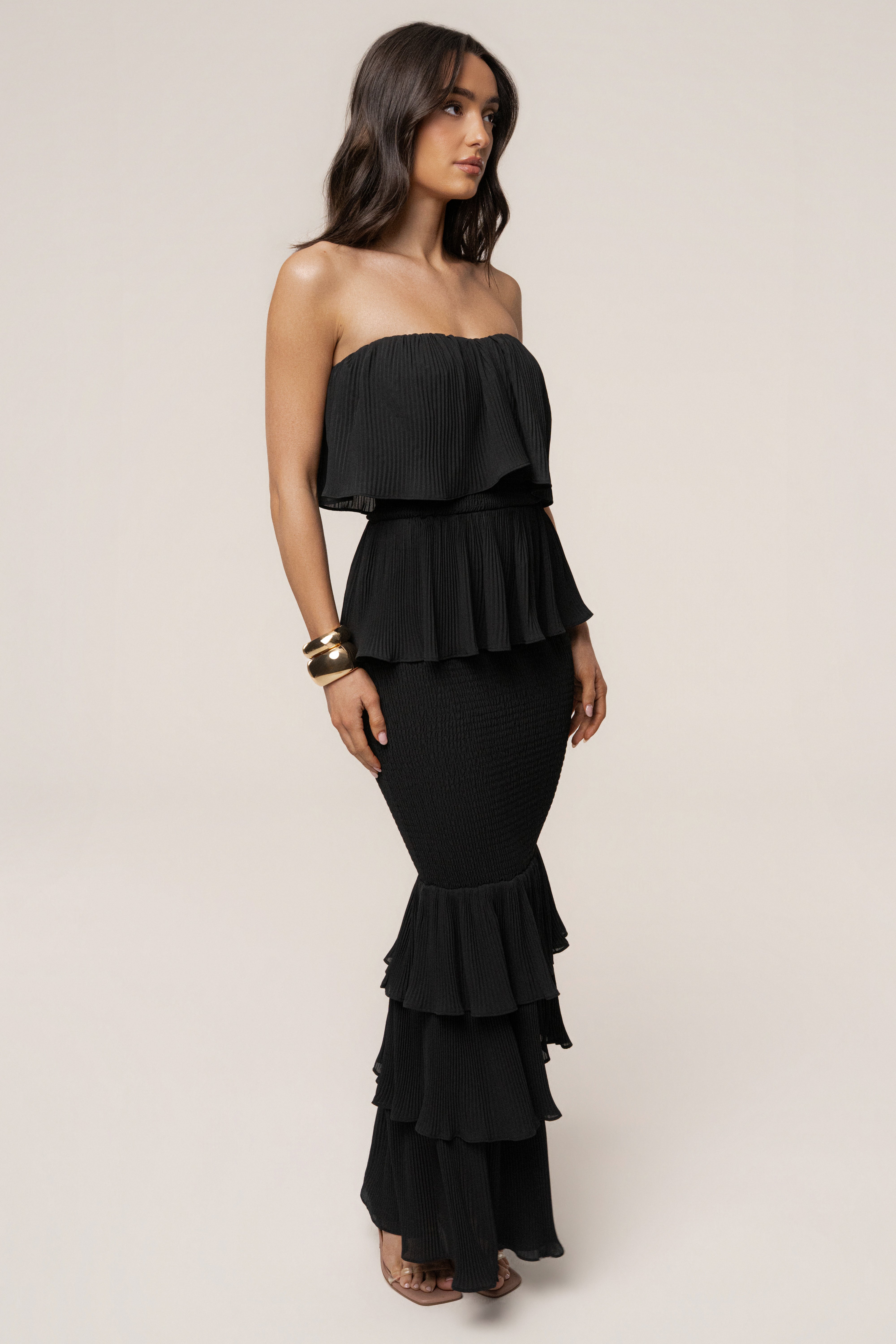 Black Casa Blanca Ruffle Dress - JLUXLABEL