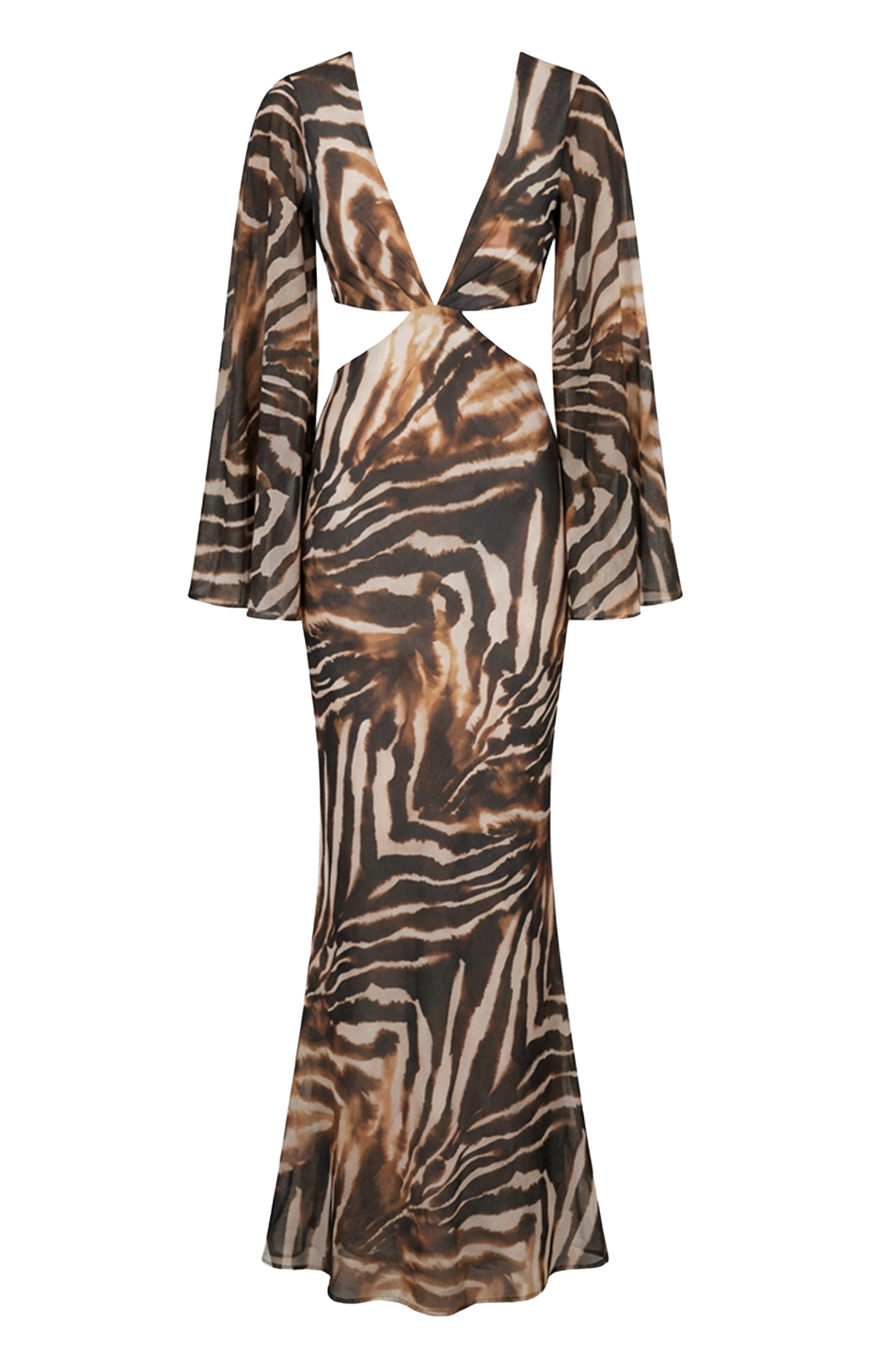 Brown Zebra Instincts Print Maxi Dress - JLUXLABEL