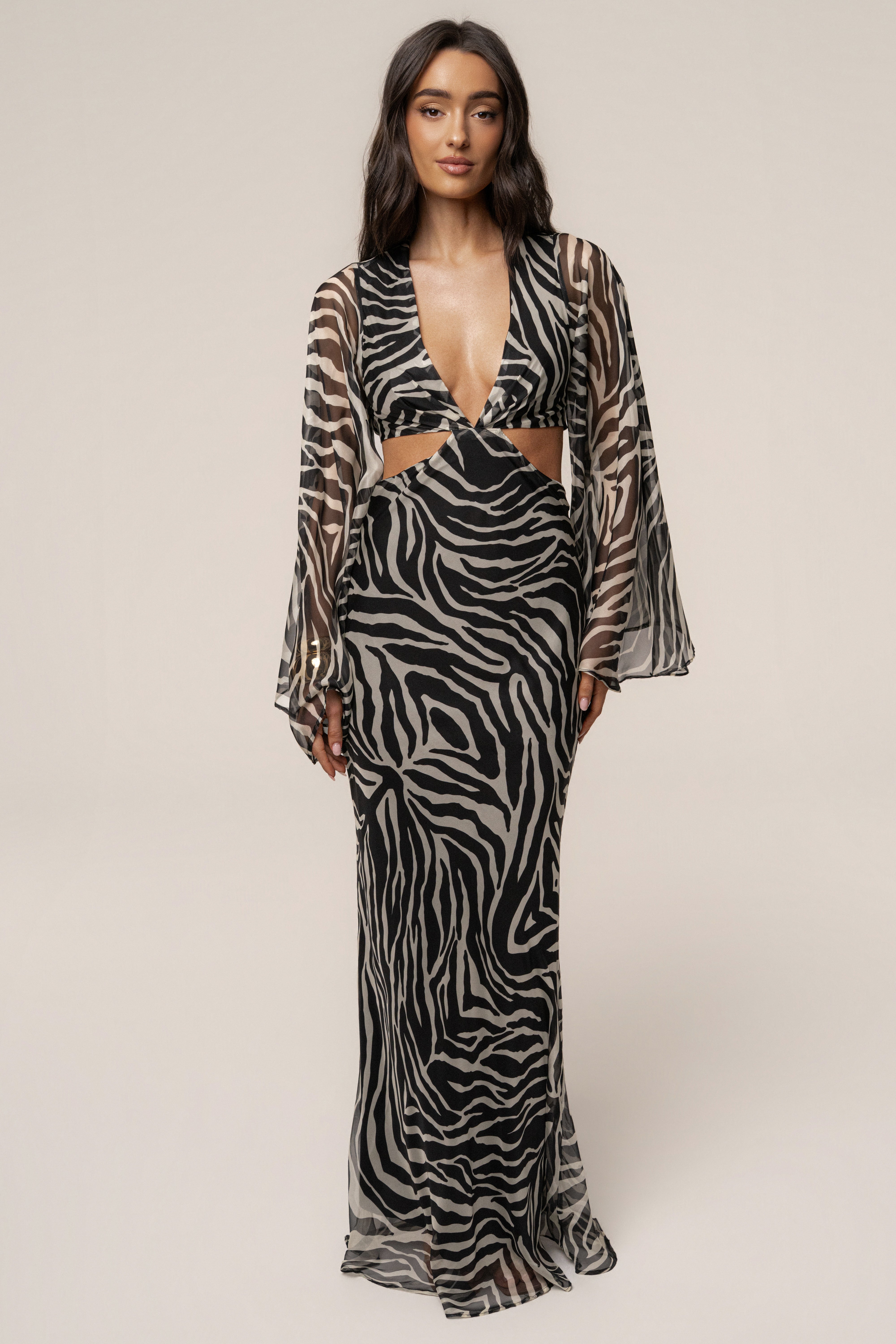 Black Zebra Instincts Print Maxi Dress | JLUXLABEL