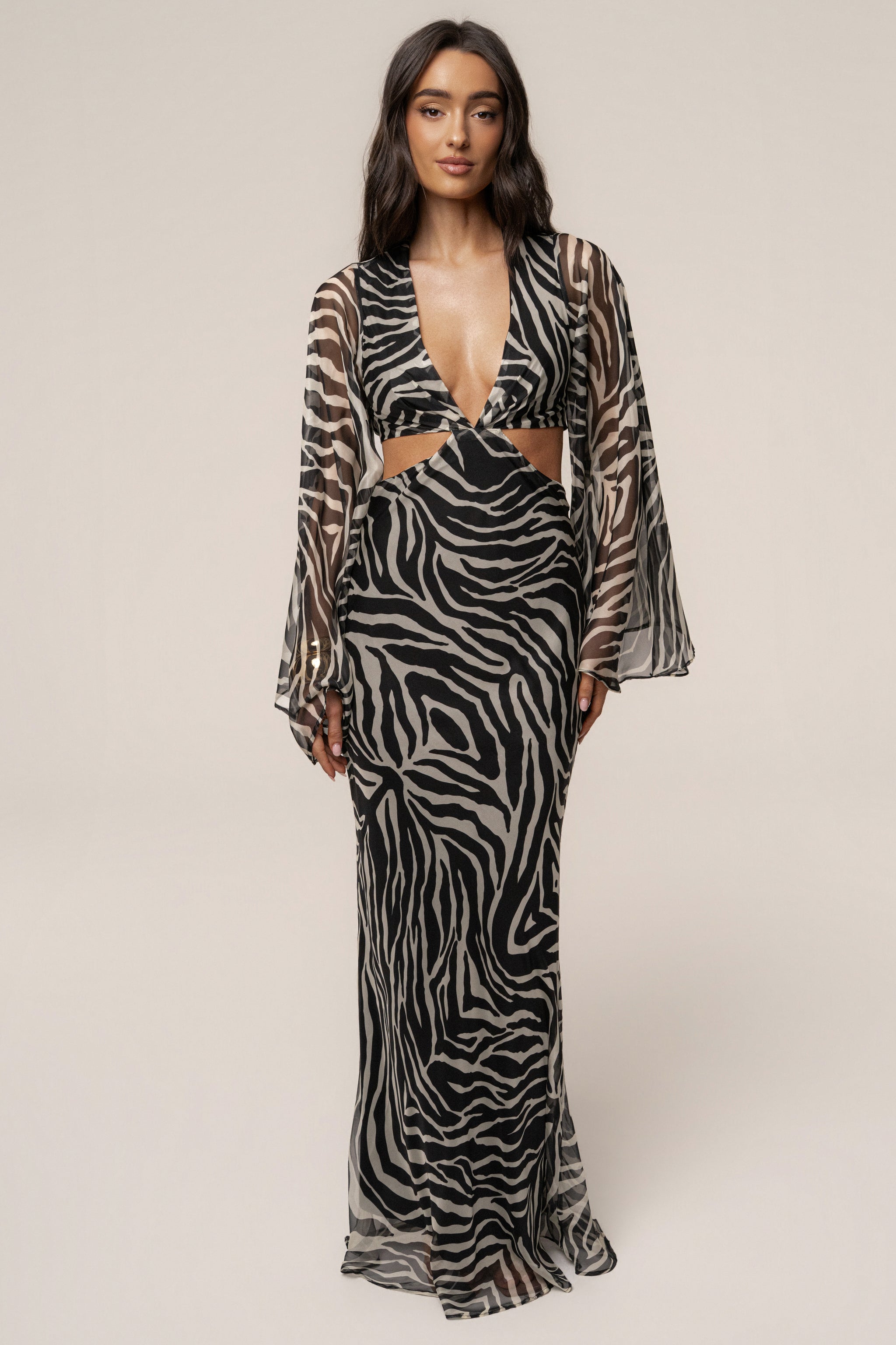 Jluxlabel Women's Instincts Print Maxi Dress - Black Zebra Jluxlabel Women's Instincts Print Maxi Dress - Black Zebra
