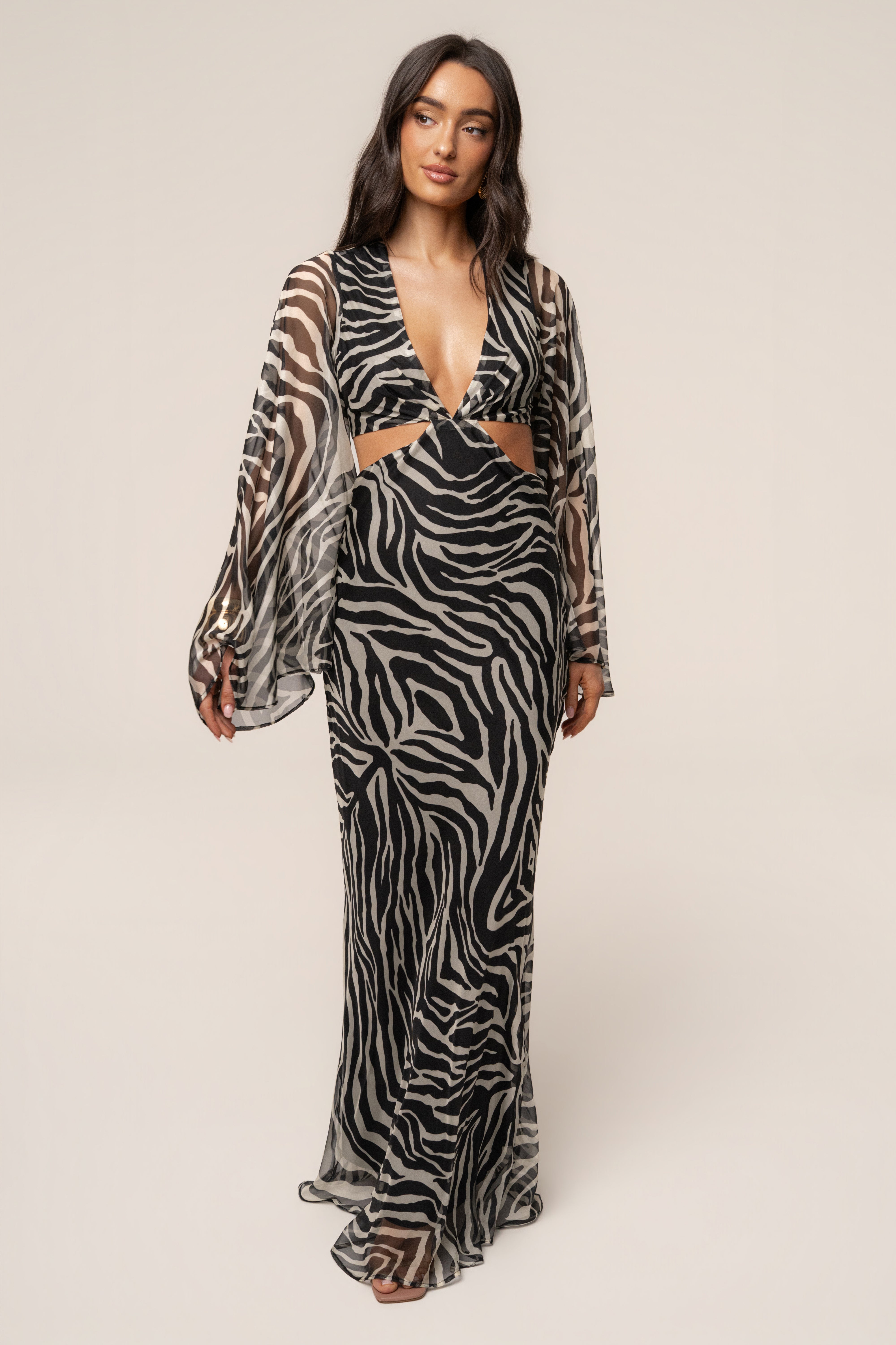 Black Zebra Instincts Print Maxi Dress - JLUXLABEL