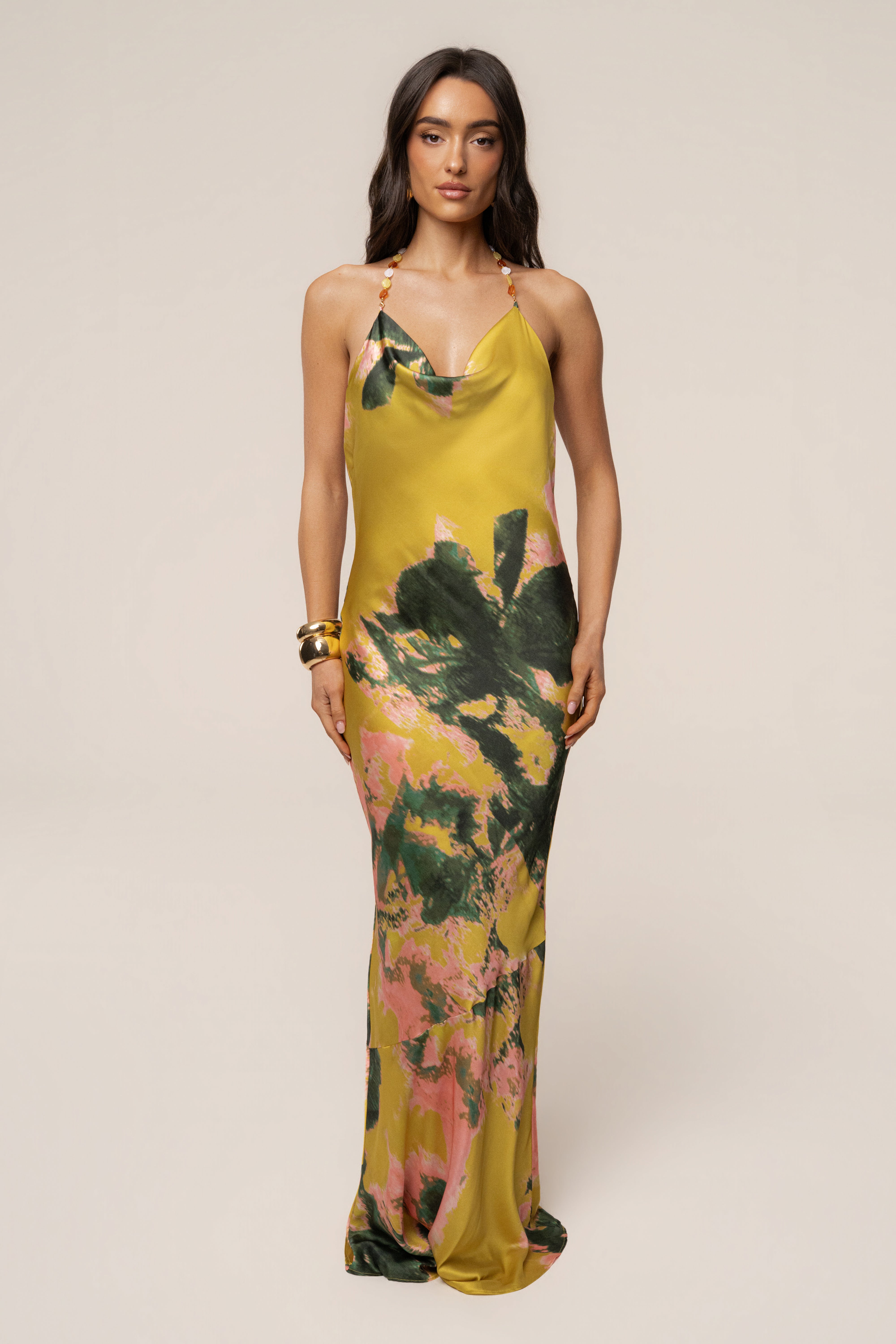 Yellow Print Bethani Maxi Dress - JLUXLABEL