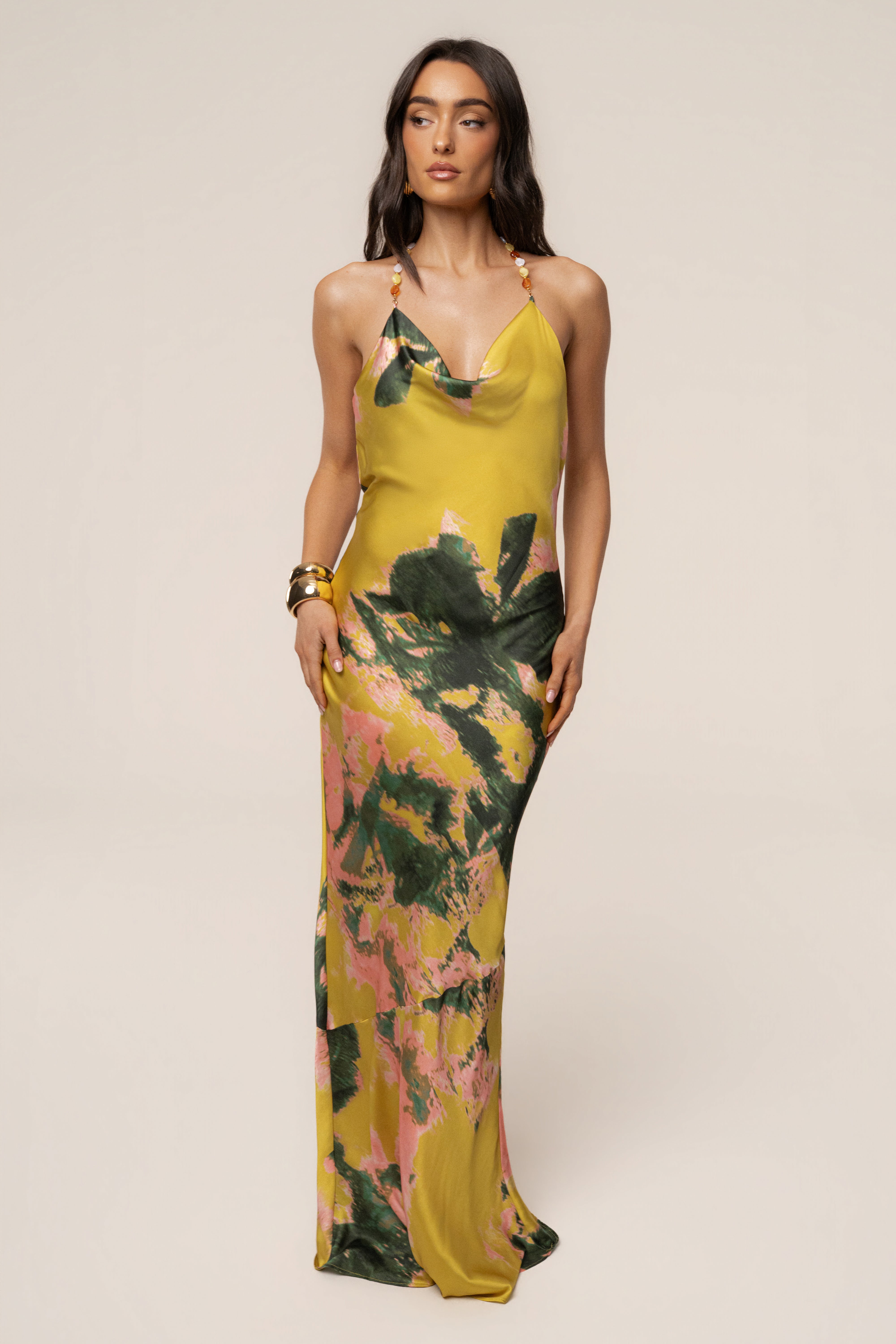 Yellow Print Bethani Maxi Dress - JLUXLABEL