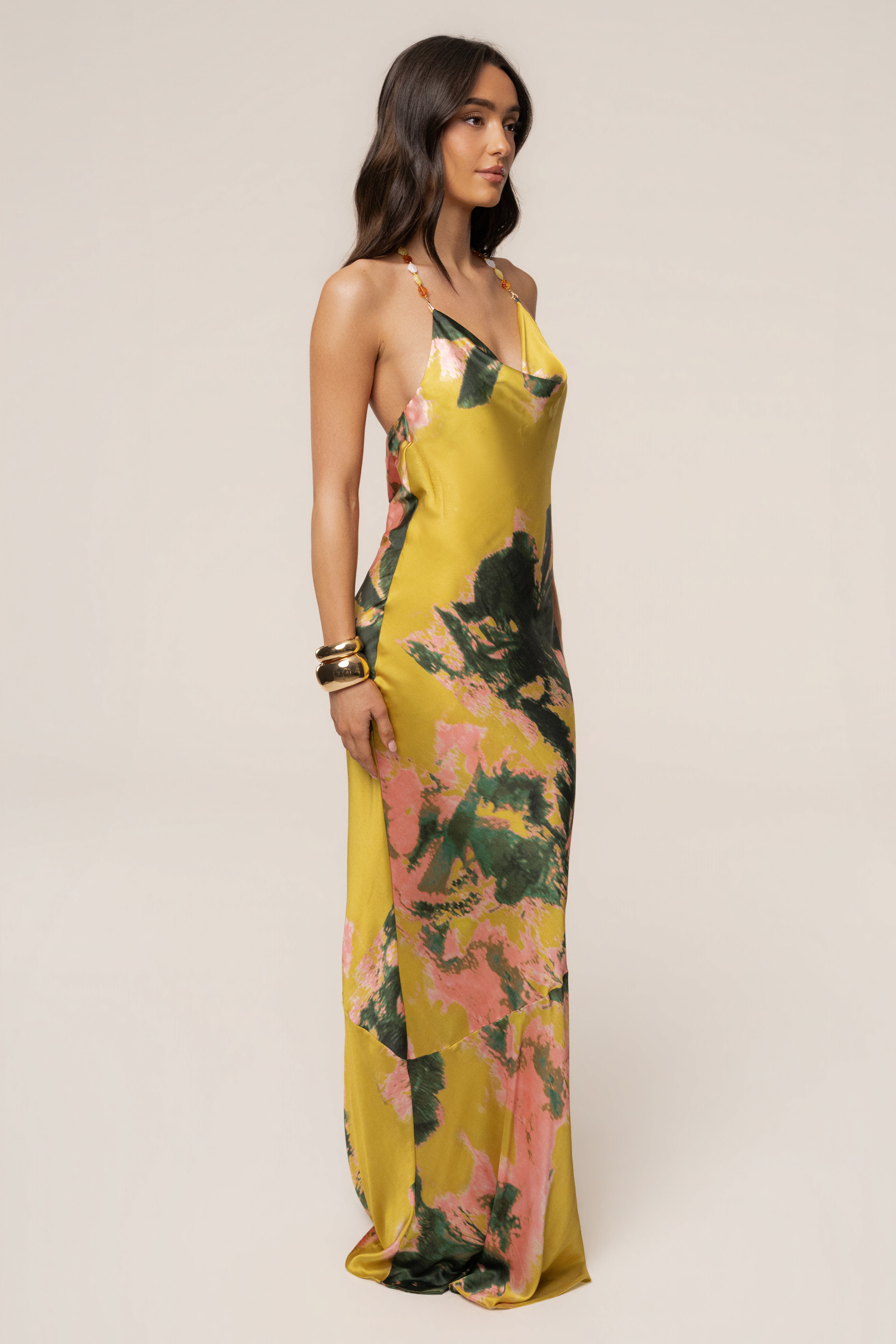 Yellow Print Bethani Maxi Dress - JLUXLABEL