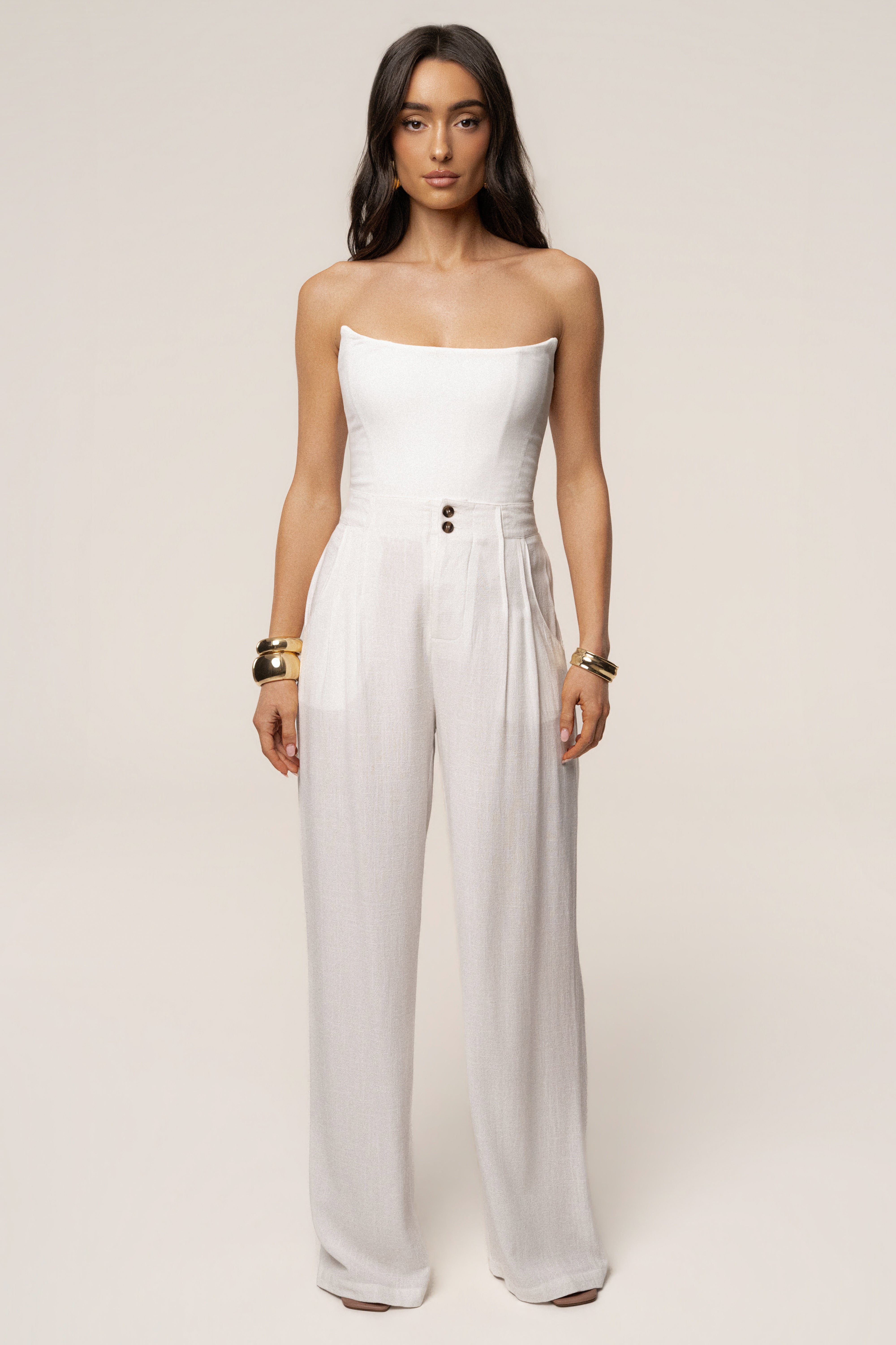 White Fenix Reversible Linen Corset - JLUXLABEL