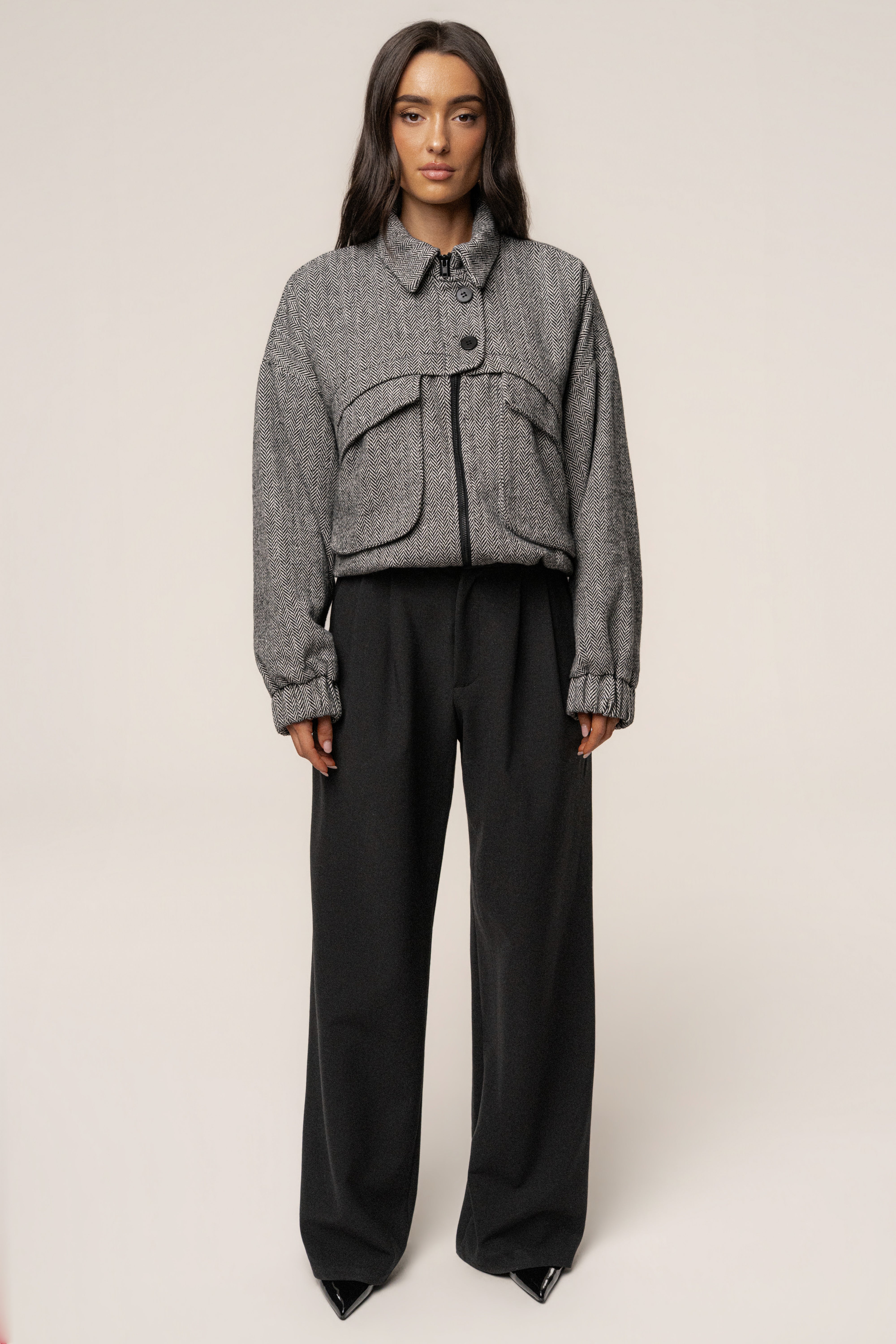 Classic Herringbone Bomber Jacket - JLUXLABEL