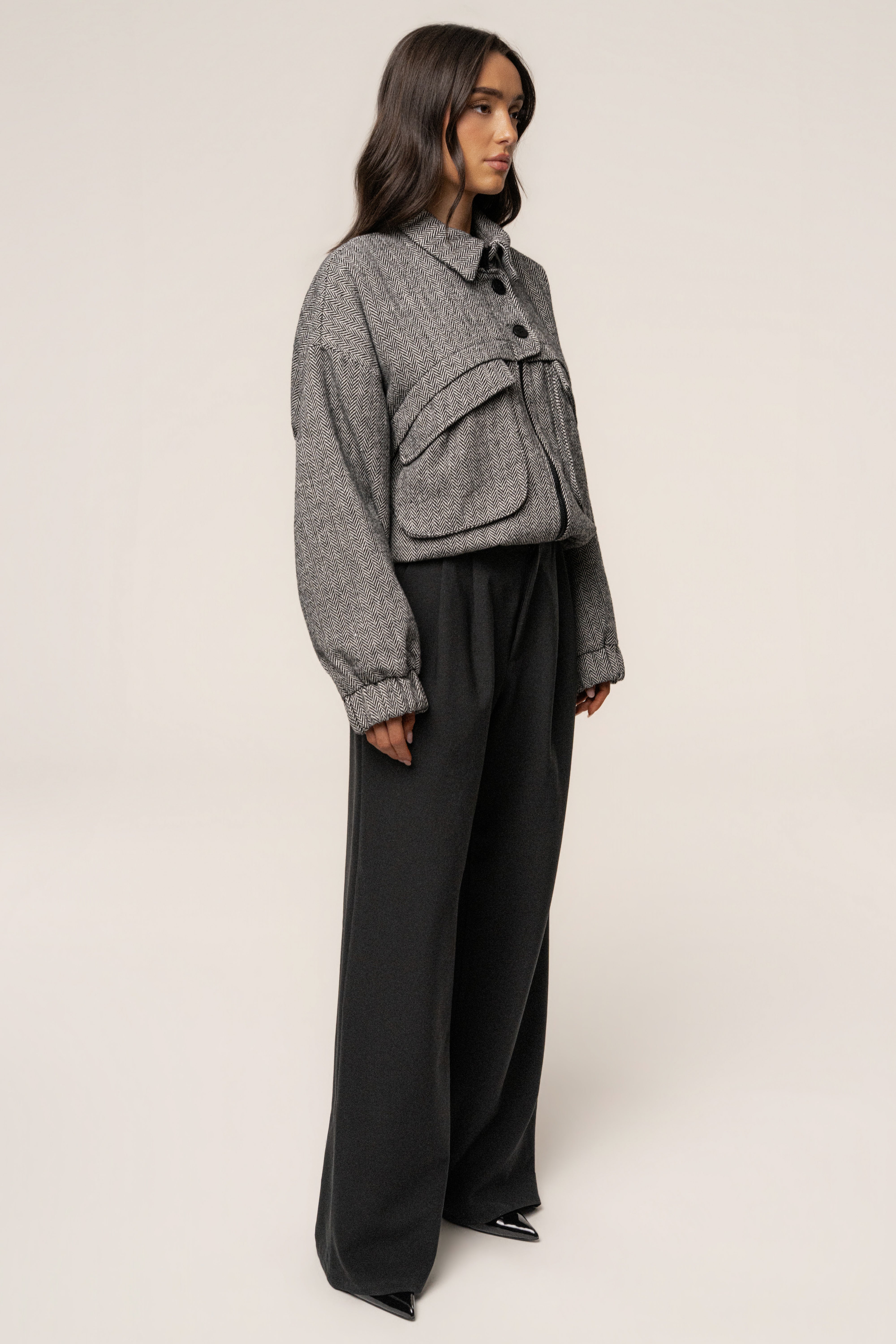 Classic Herringbone Bomber Jacket - JLUXLABEL