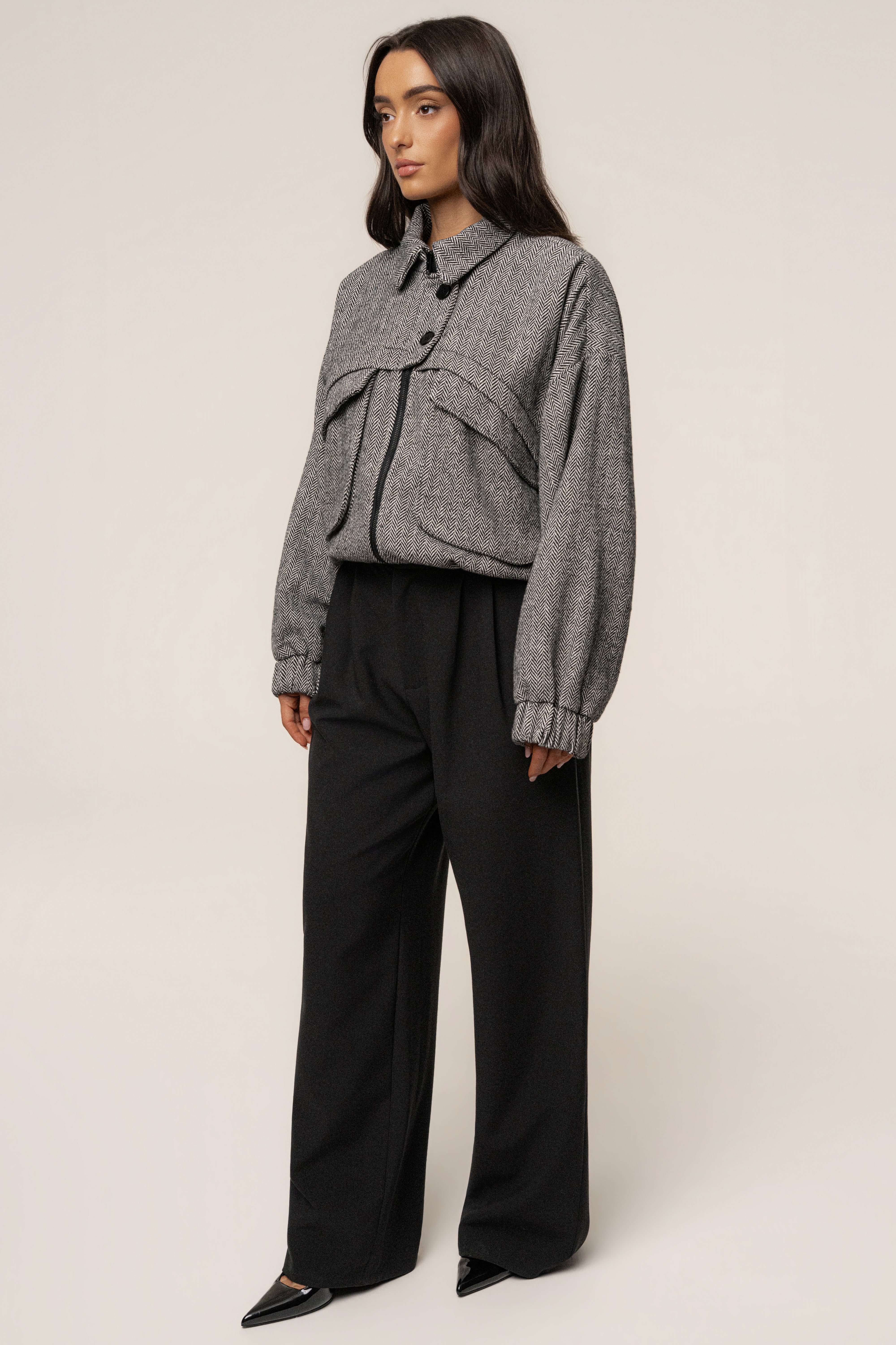 Classic Herringbone Bomber Jacket - JLUXLABEL