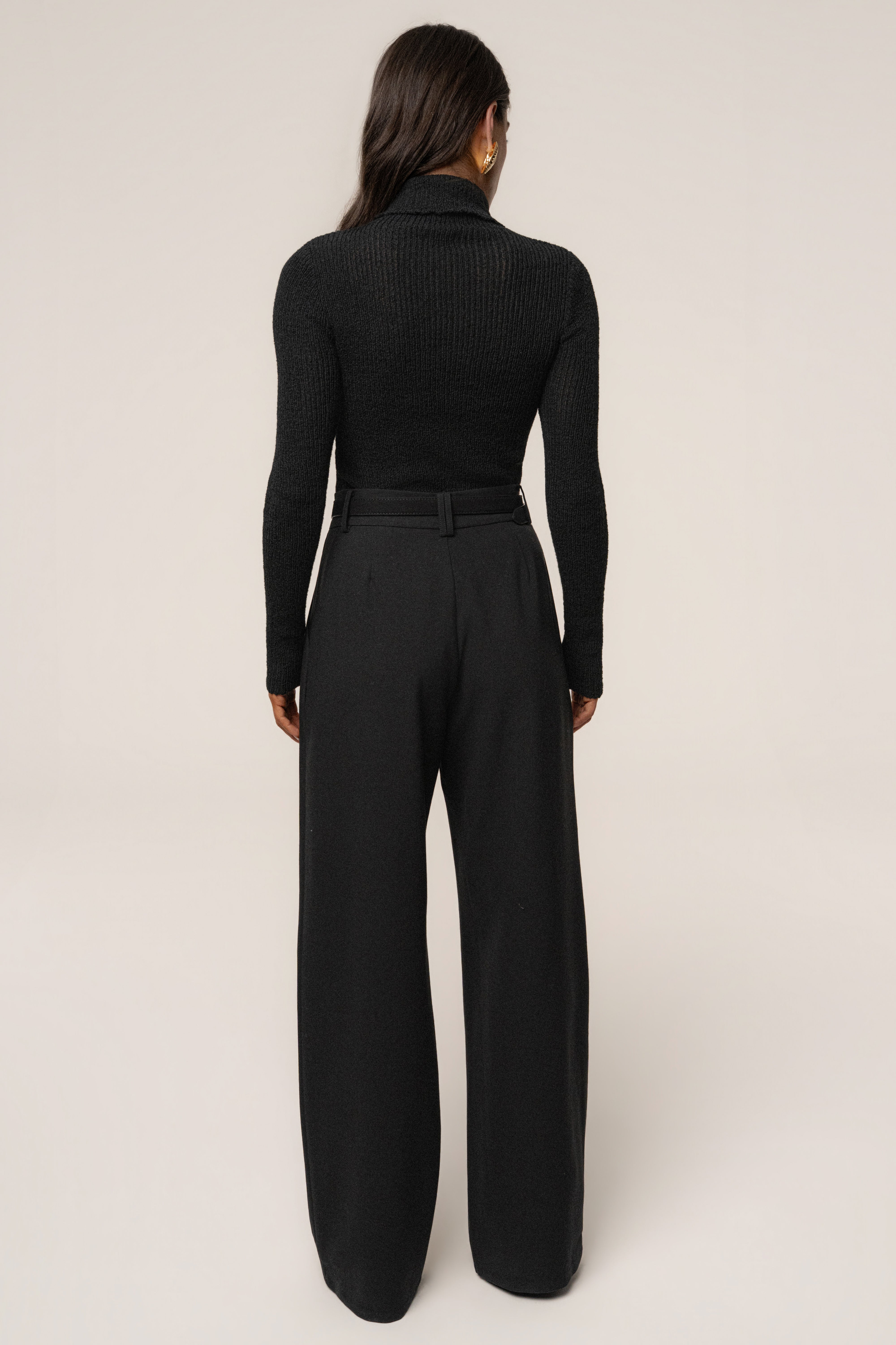 Black Carli Turtle Neck Top - JLUXLABEL
