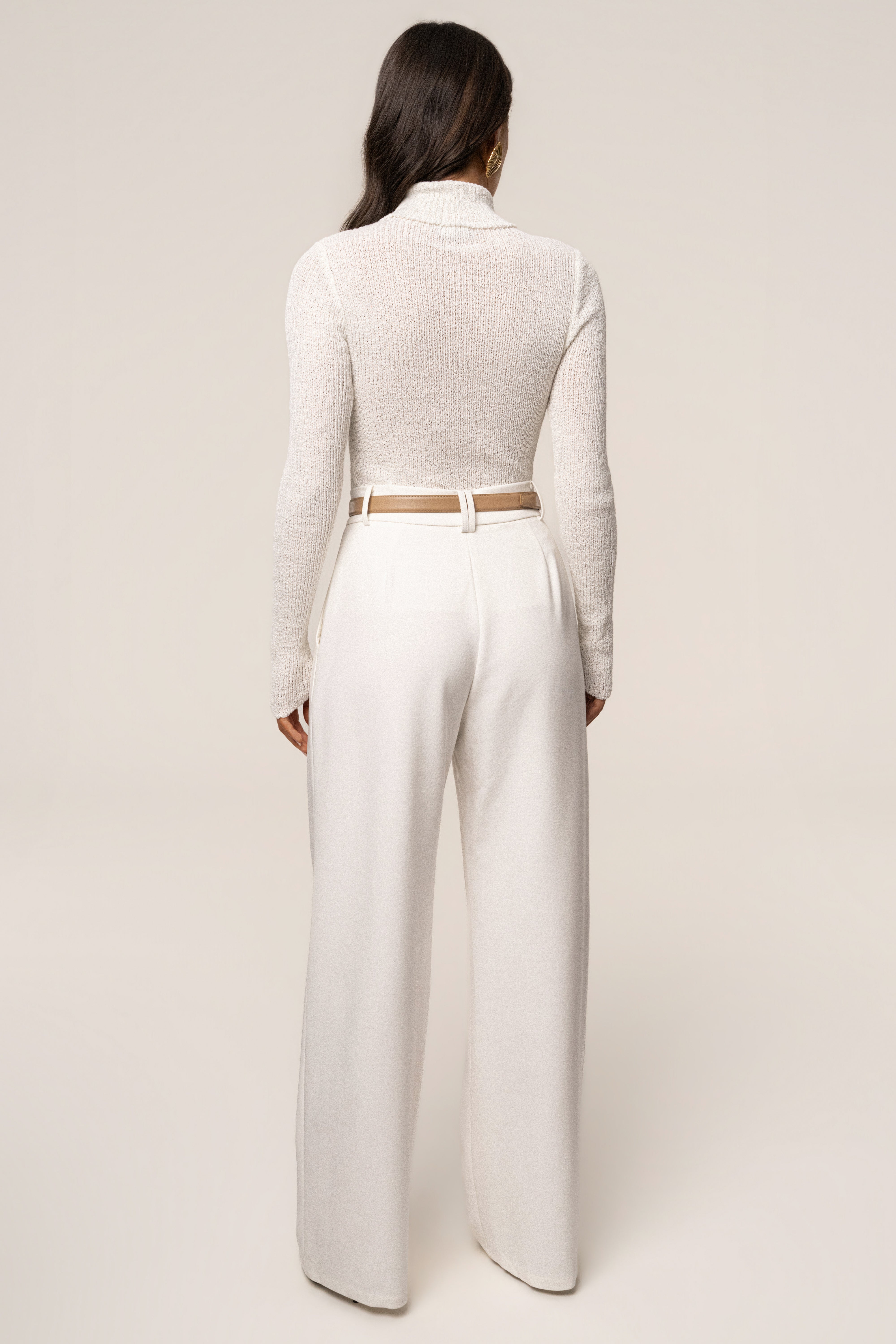 White Carli Turtle Neck Top - JLUXLABEL