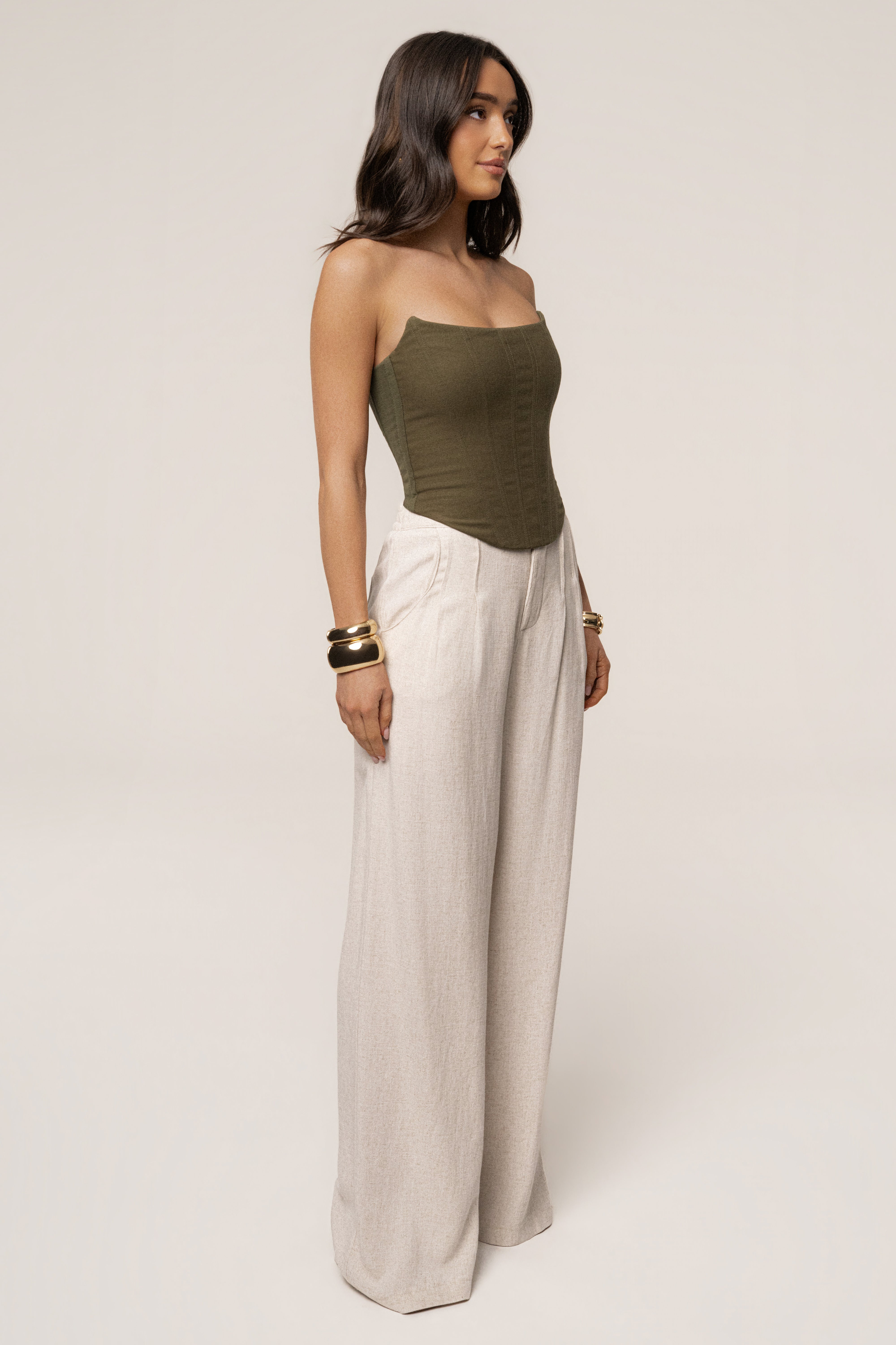 Olive Fenix Reversible Linen Corset - JLUXLABEL