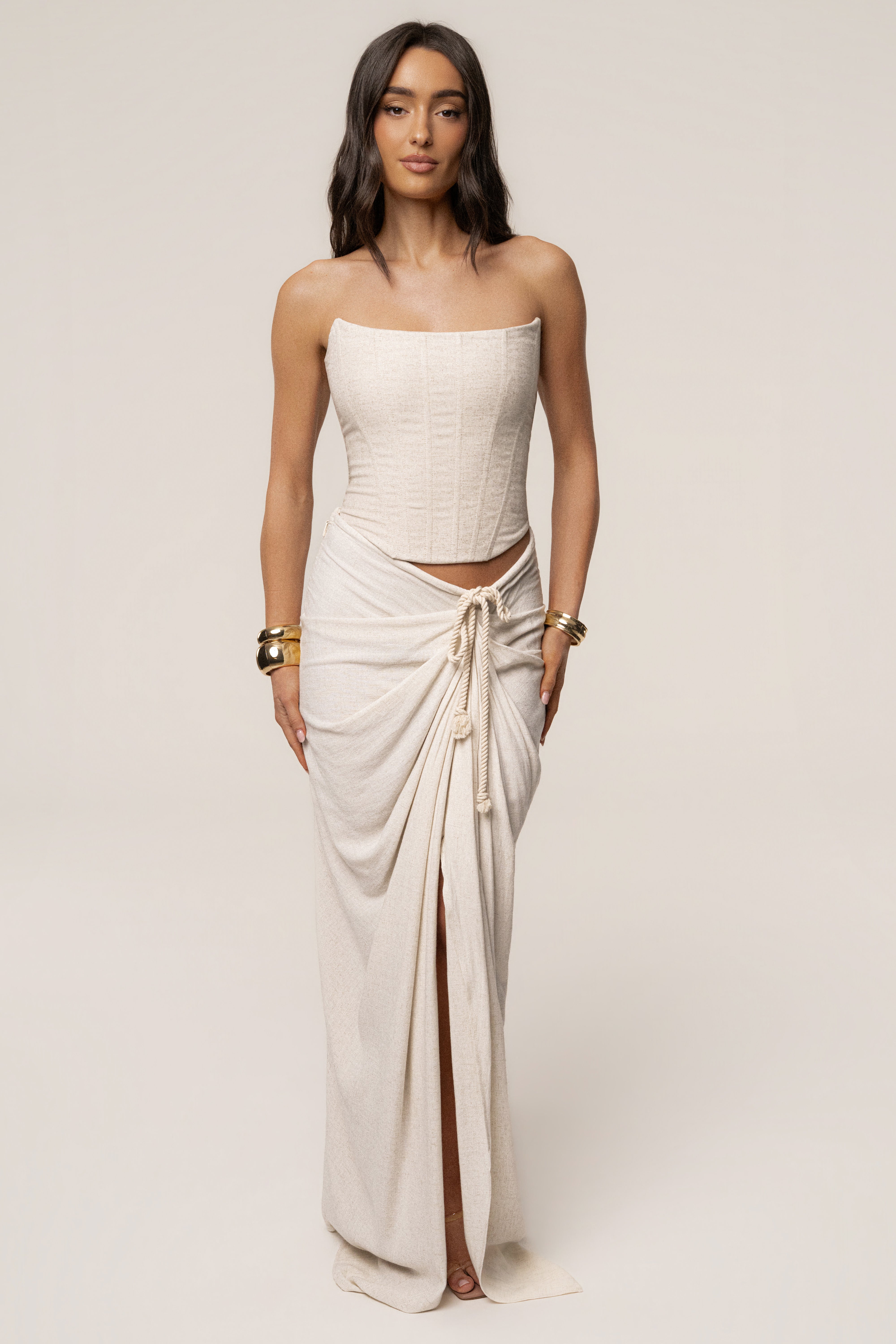 Natural Fenix Reversible Linen Corset - JLUXLABEL