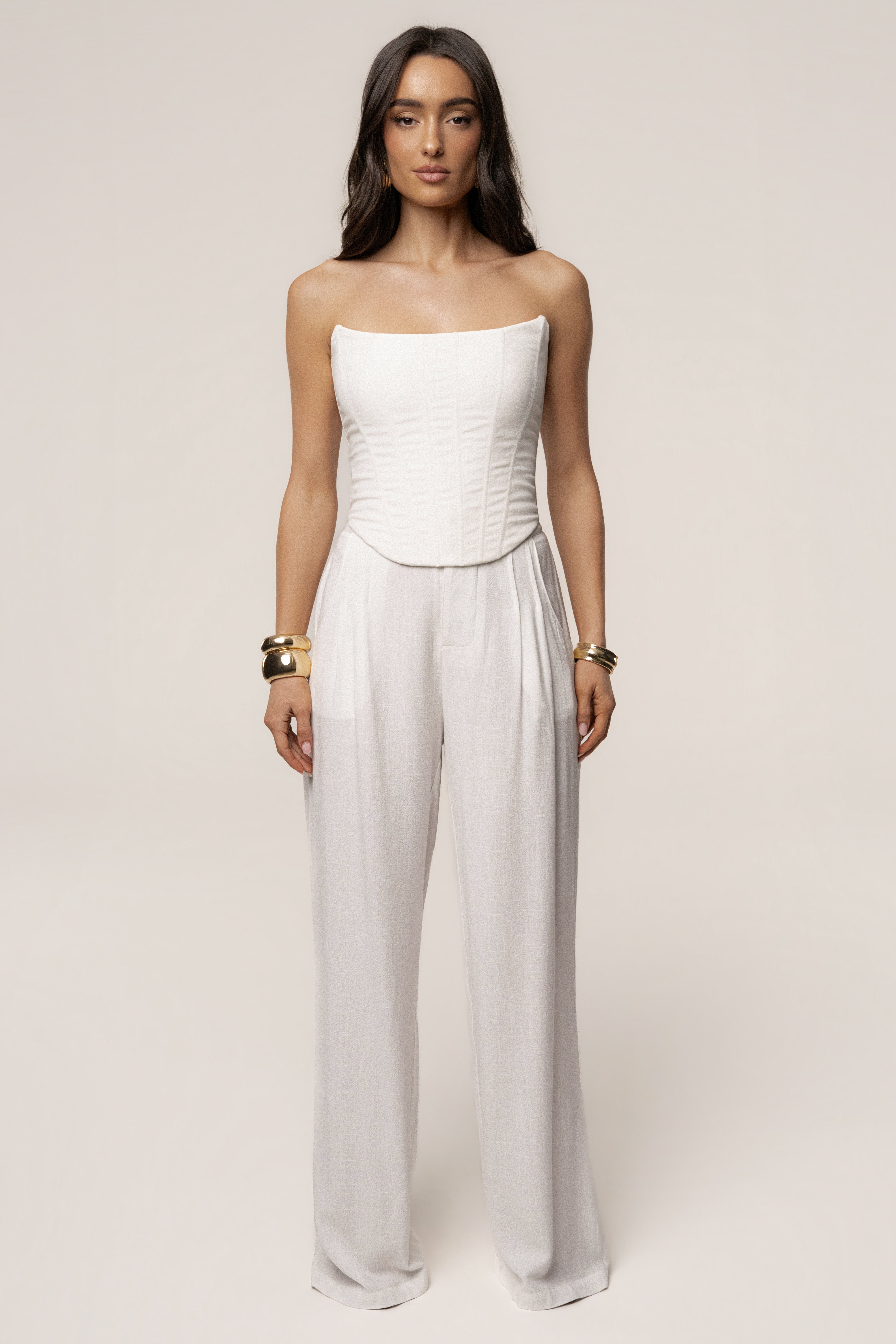 White Fenix Reversible Linen Corset - JLUXLABEL