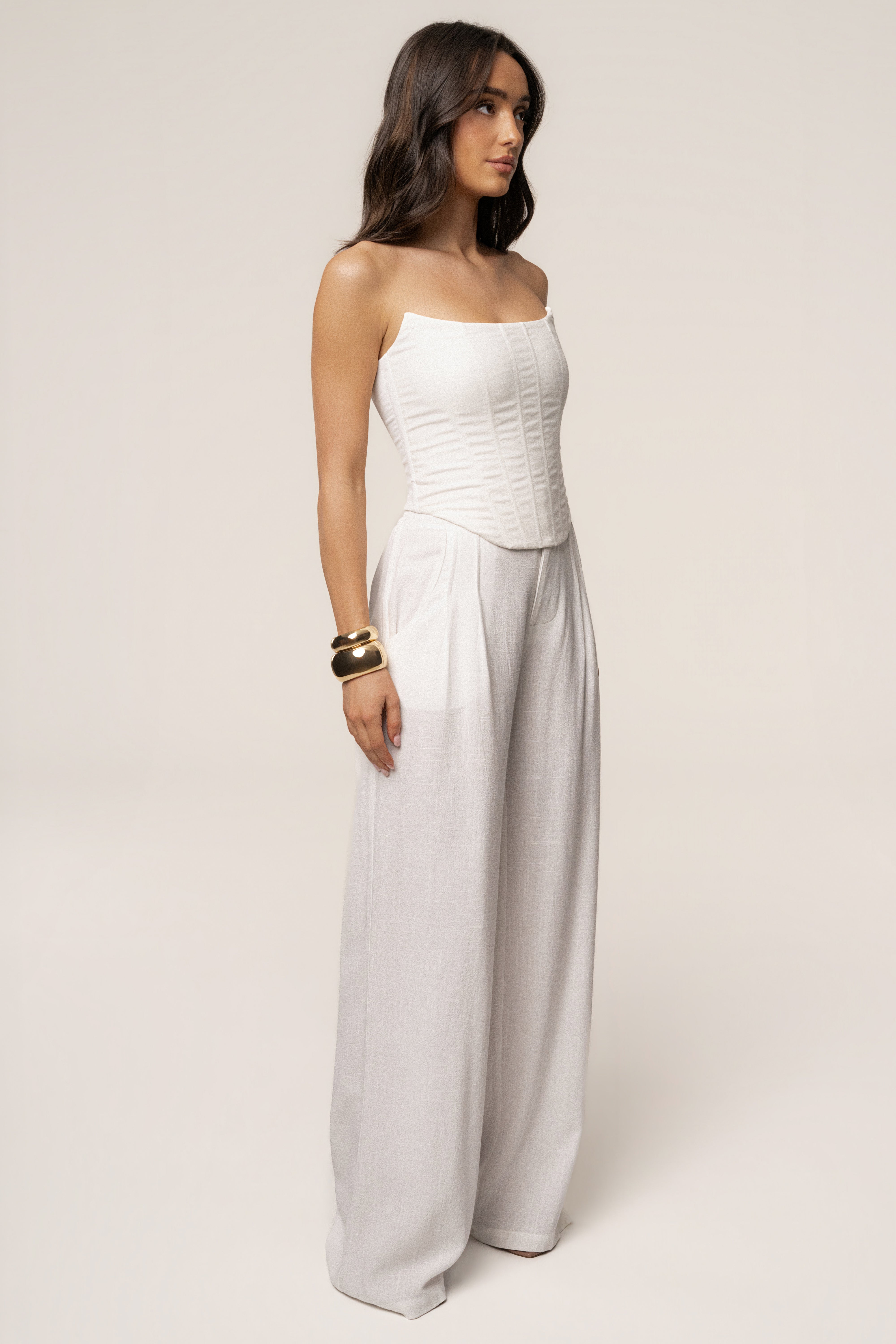 White Fenix Reversible Linen Corset - JLUXLABEL