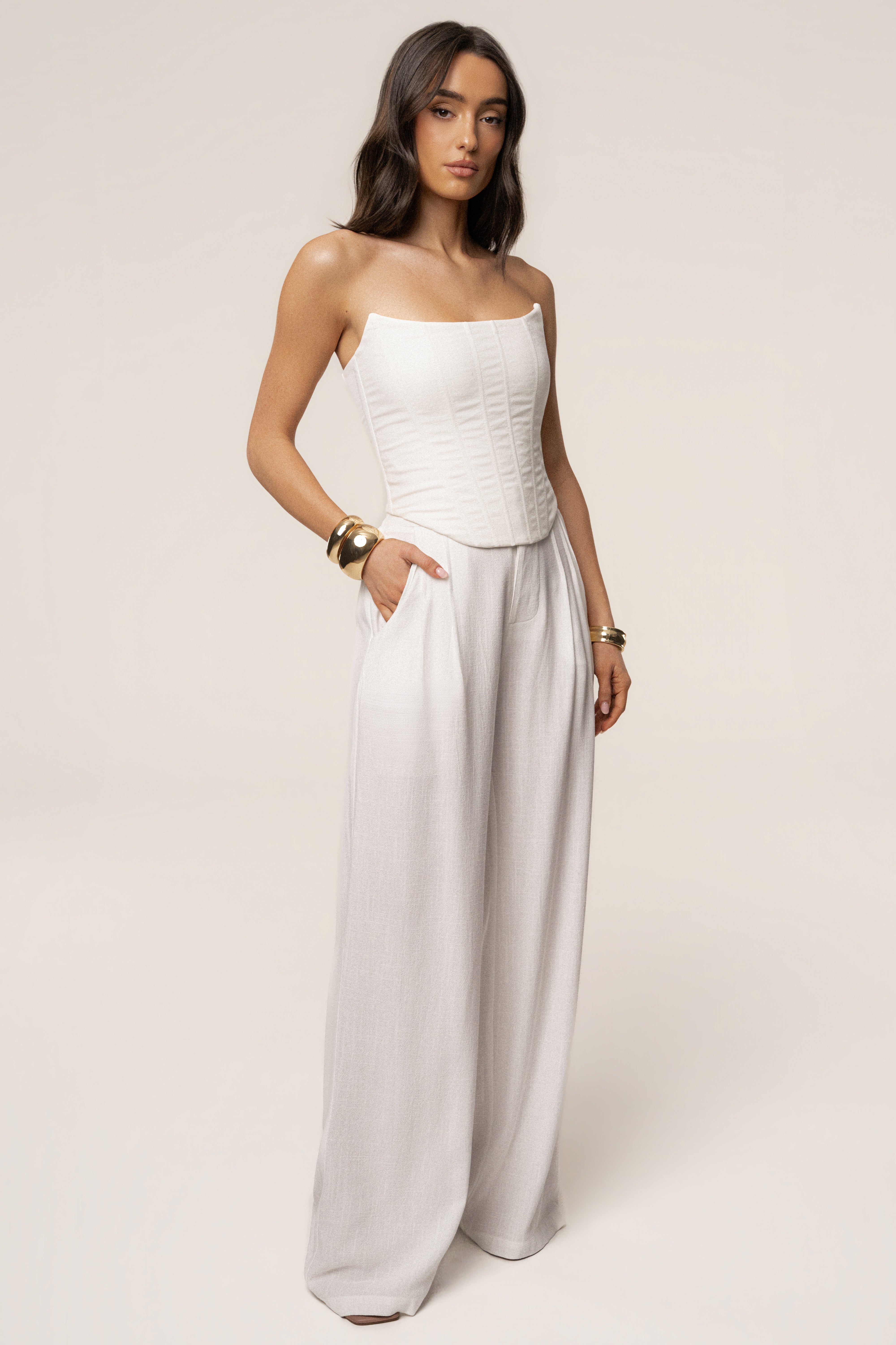 White Fenix Reversible Linen Corset - JLUXLABEL