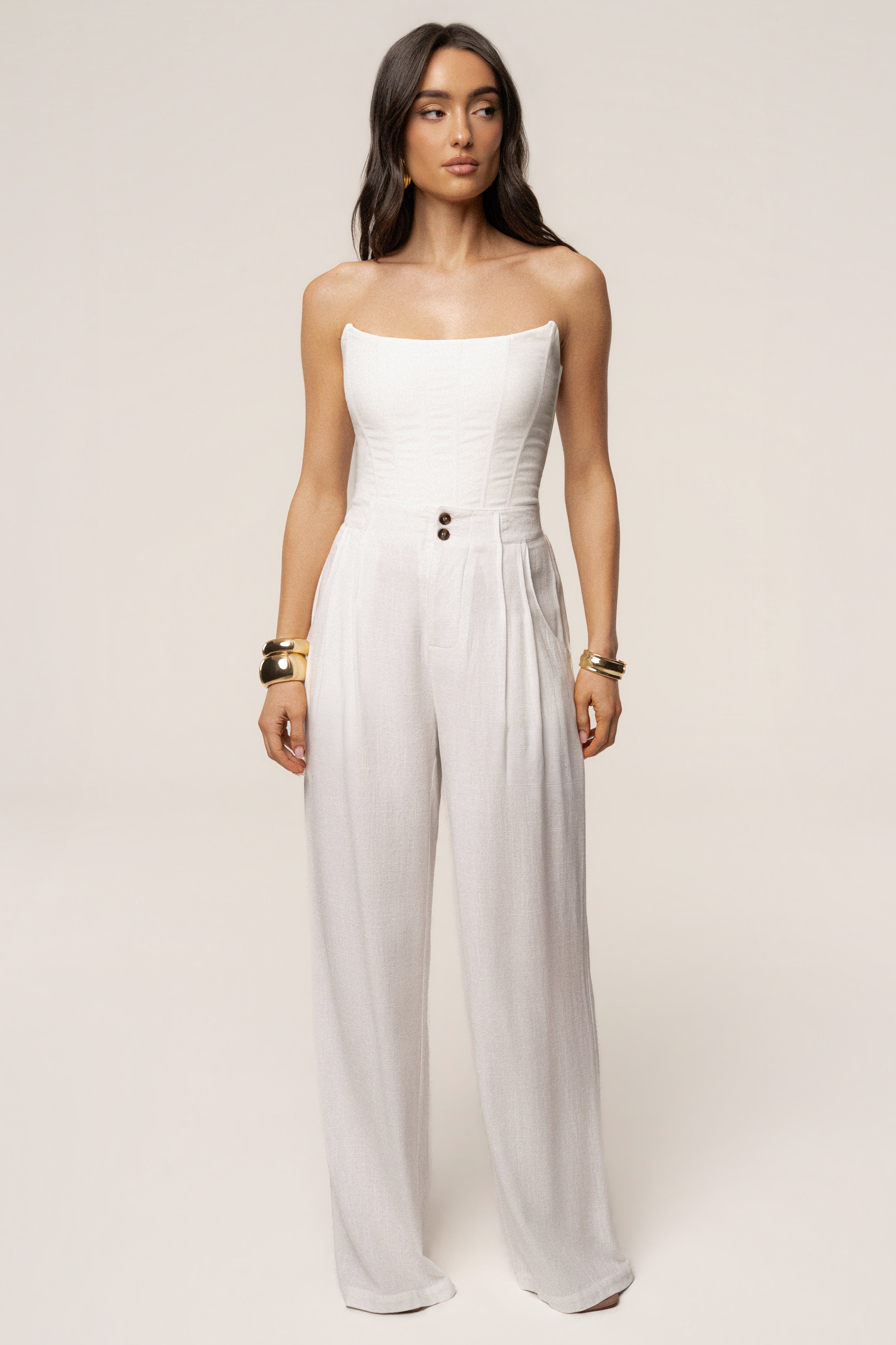 White Fenix Reversible Linen Corset - JLUXLABEL