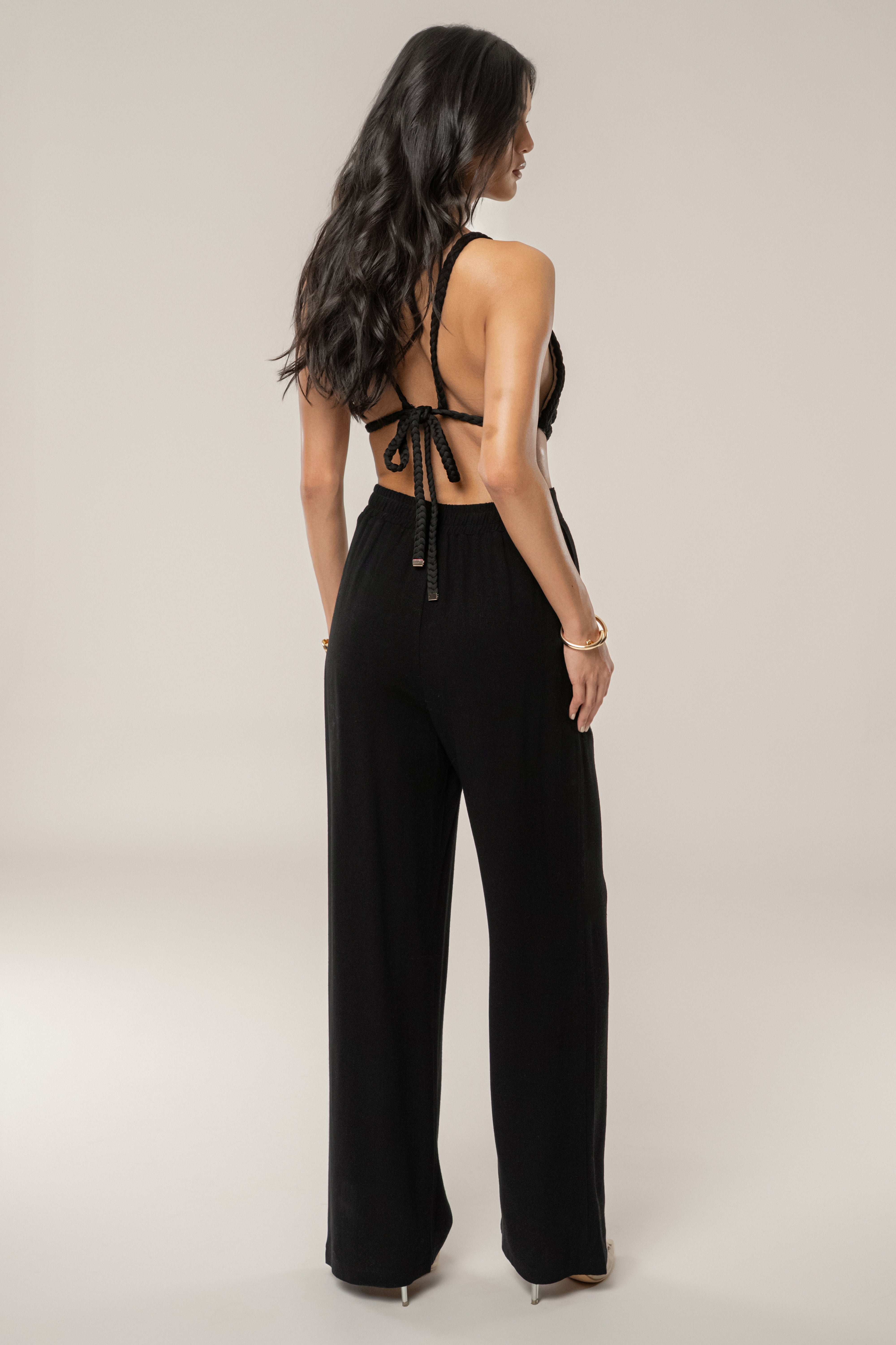 Black Thea Linen Pants - JLUXLABEL