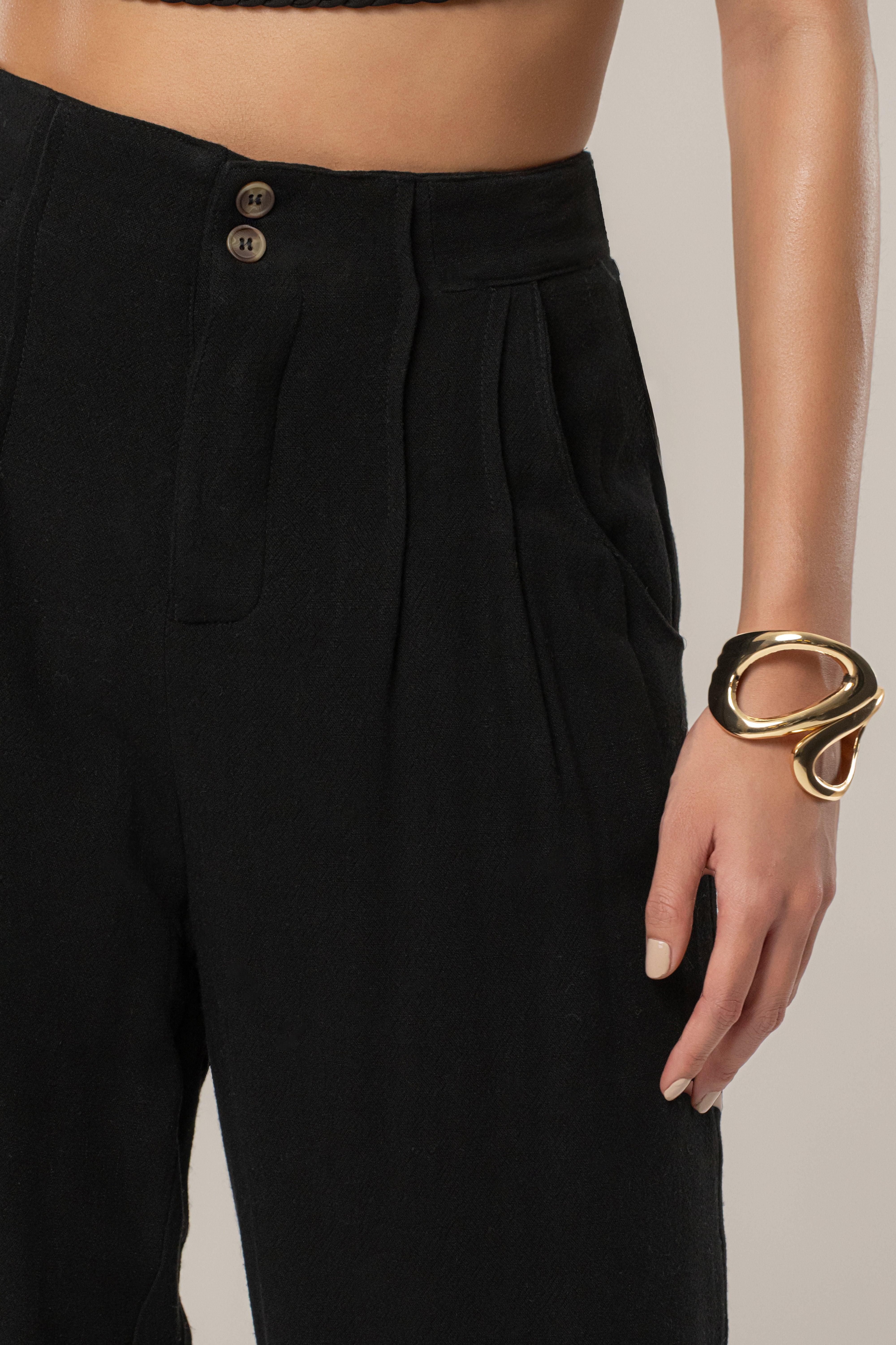 Black Thea Linen Pants - JLUXLABEL