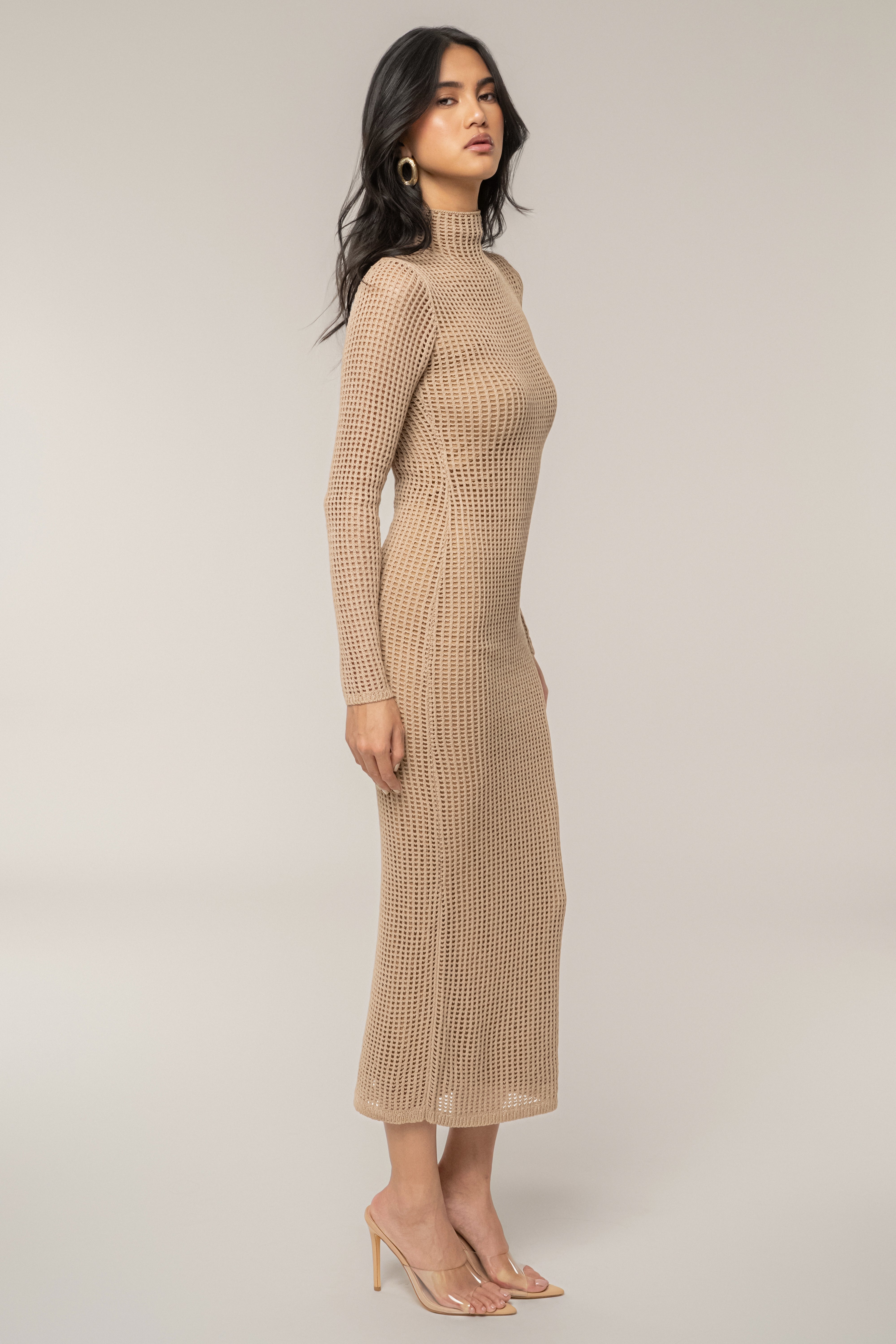 Beige Rosabelle Knit Maxi Dress - JLUXLABEL