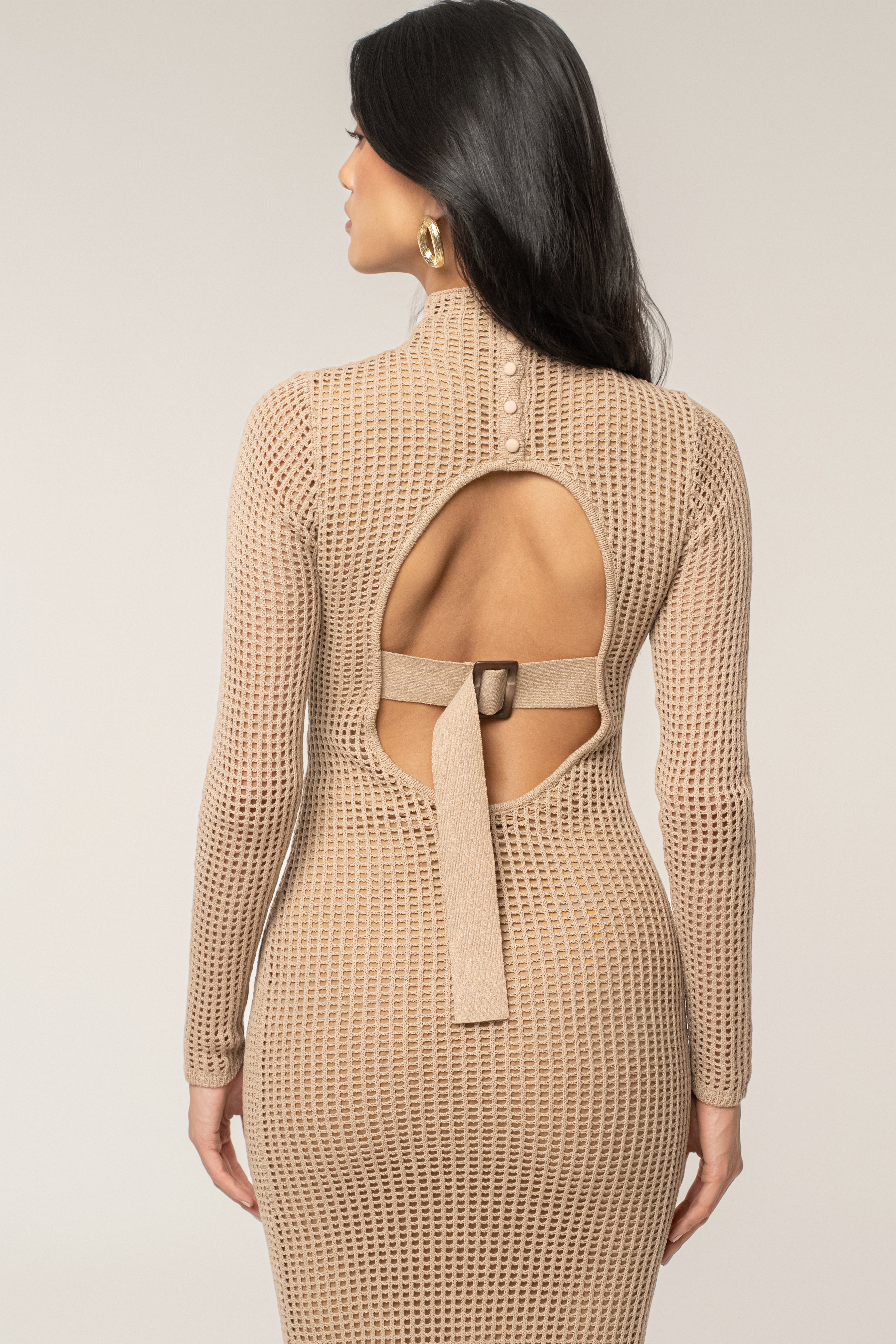 Beige Rosabelle Knit Maxi Dress - JLUXLABEL