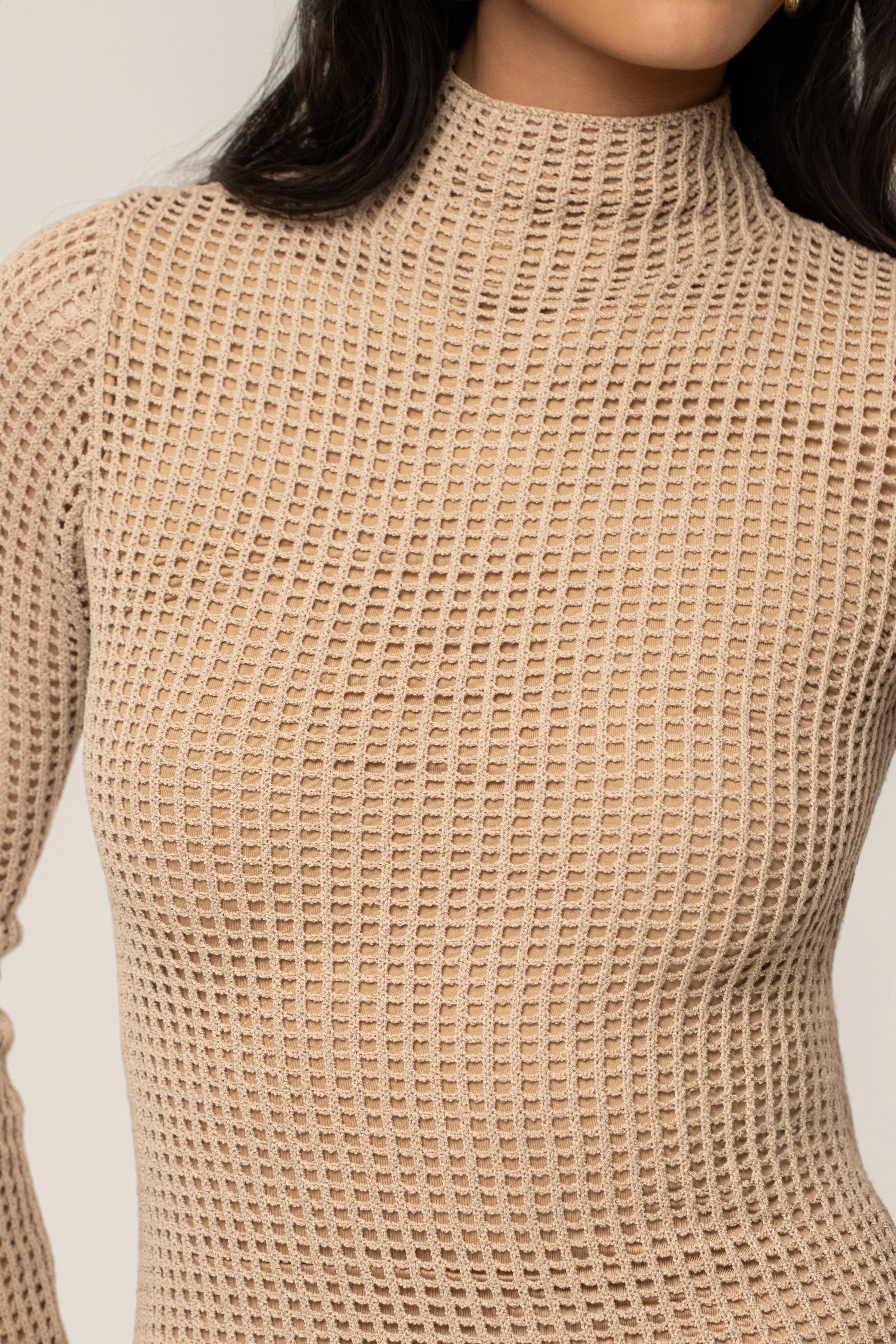 Beige Rosabelle Knit Maxi Dress - JLUXLABEL