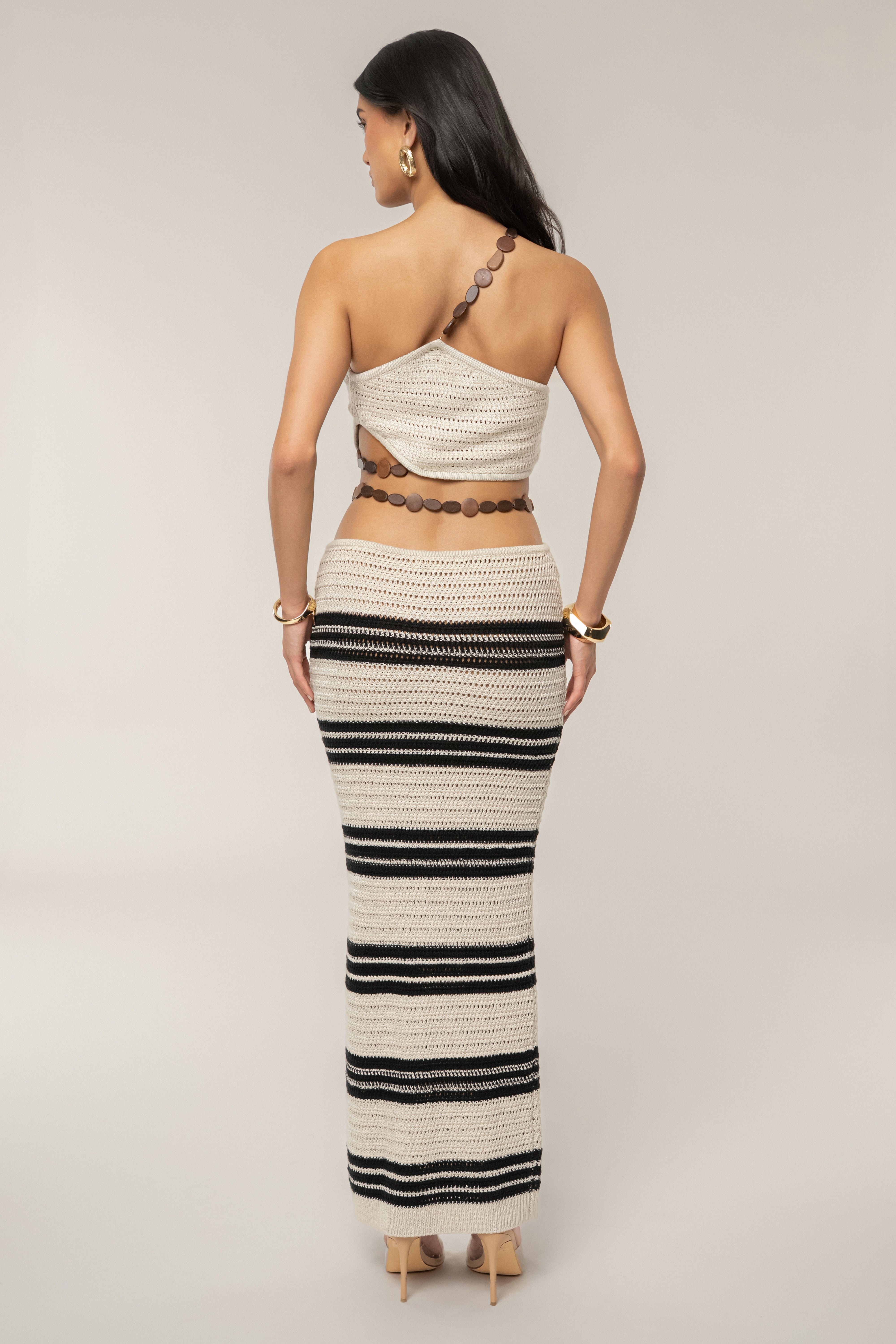 Cream/Black Isla Crochet Skirt Set - JLUXLABEL