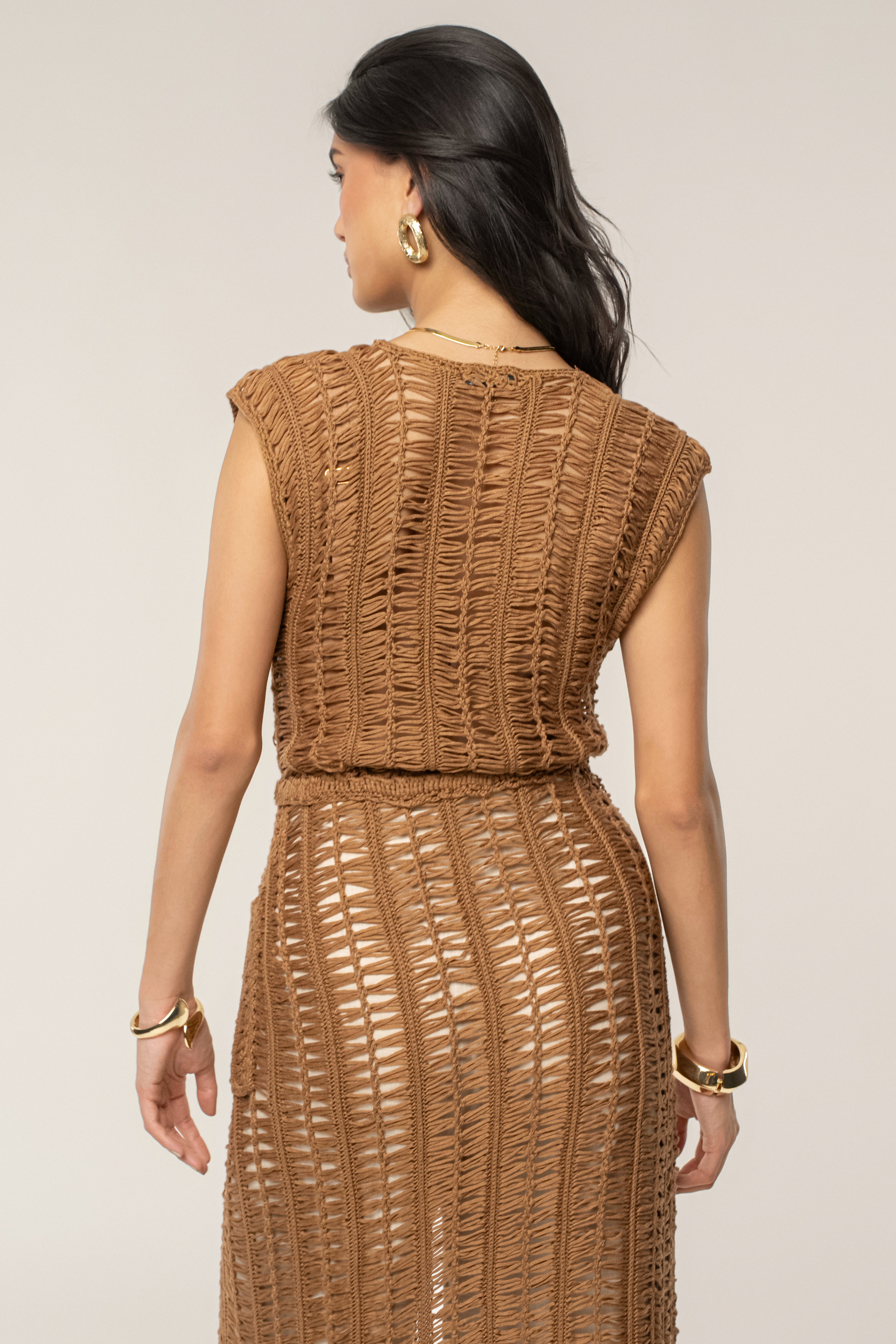 Taupe Marcelle Crochet Maxi Dress - JLUXLABEL