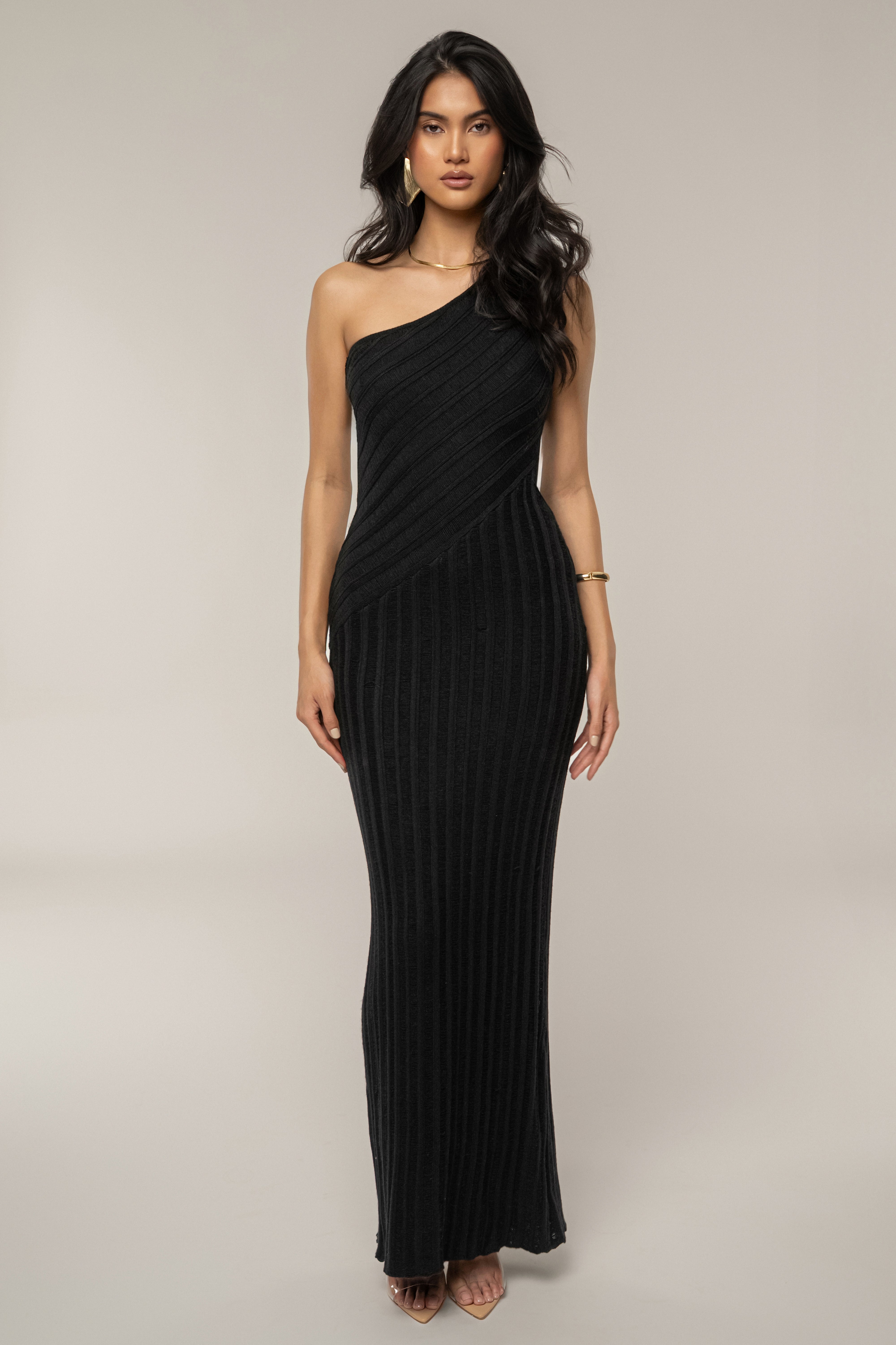 Black Fringe Knit Maxi Dress - JLUXLABEL