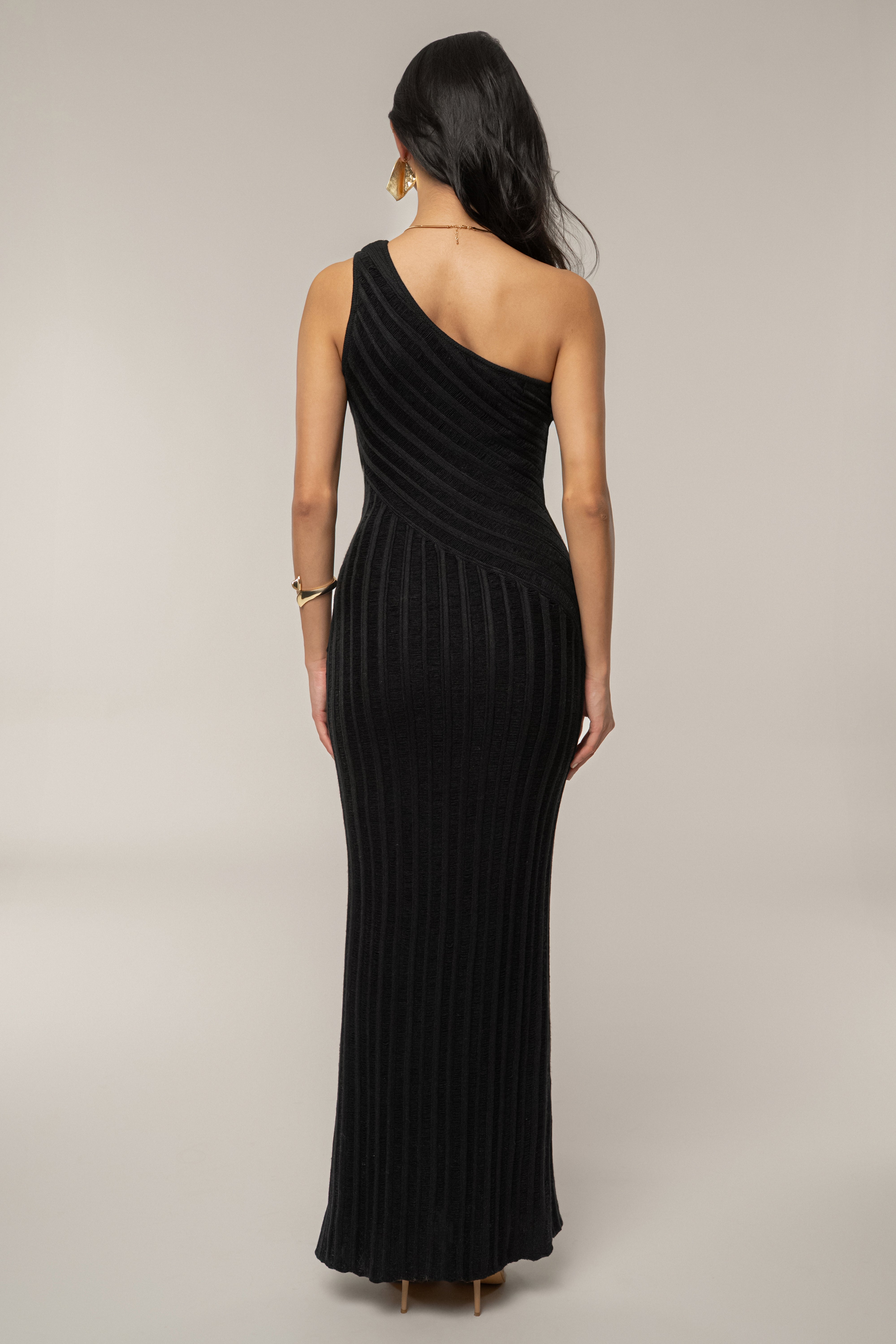 Black Fringe Knit Maxi Dress - JLUXLABEL