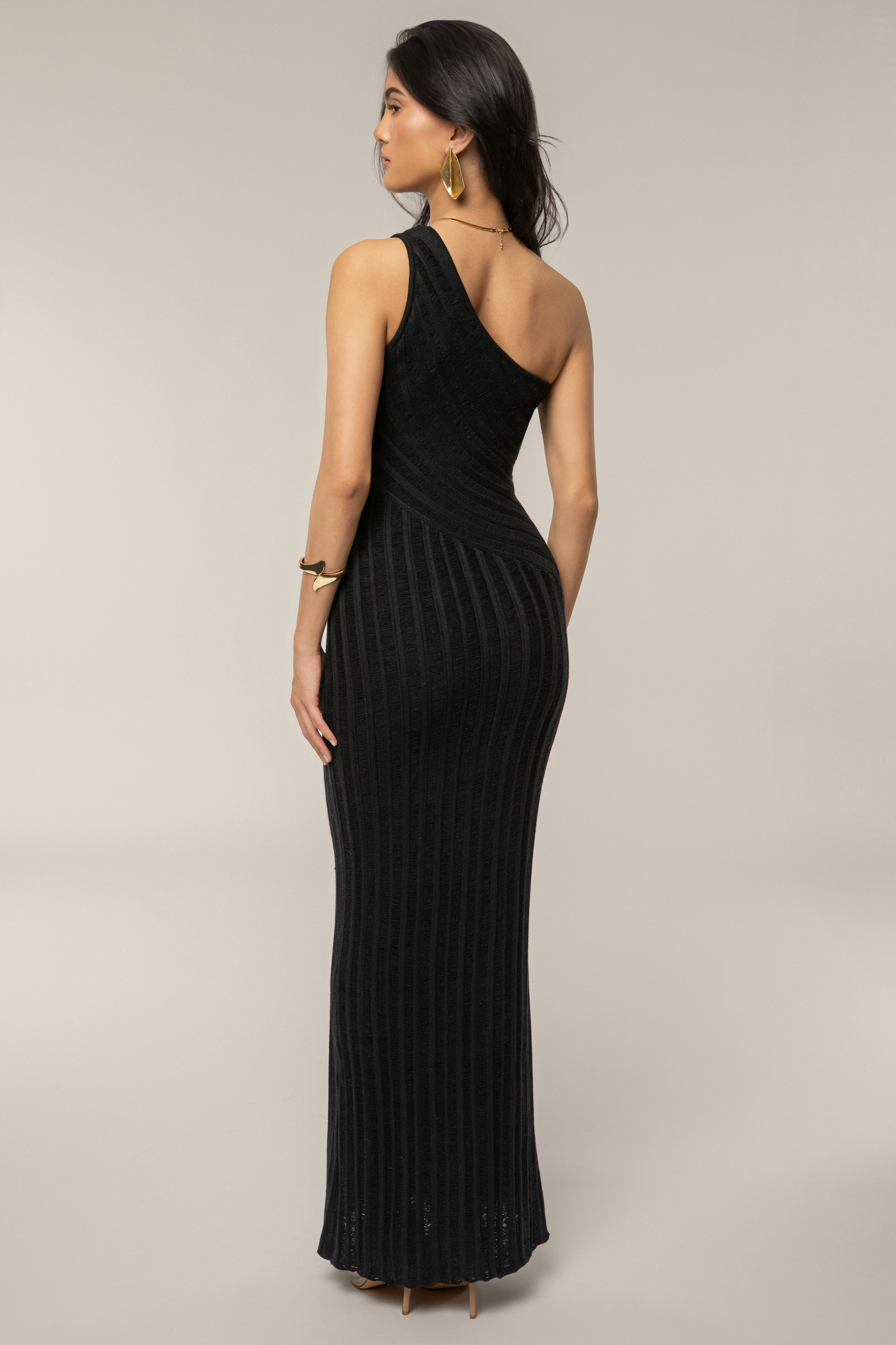 Black Fringe Knit Maxi Dress - JLUXLABEL
